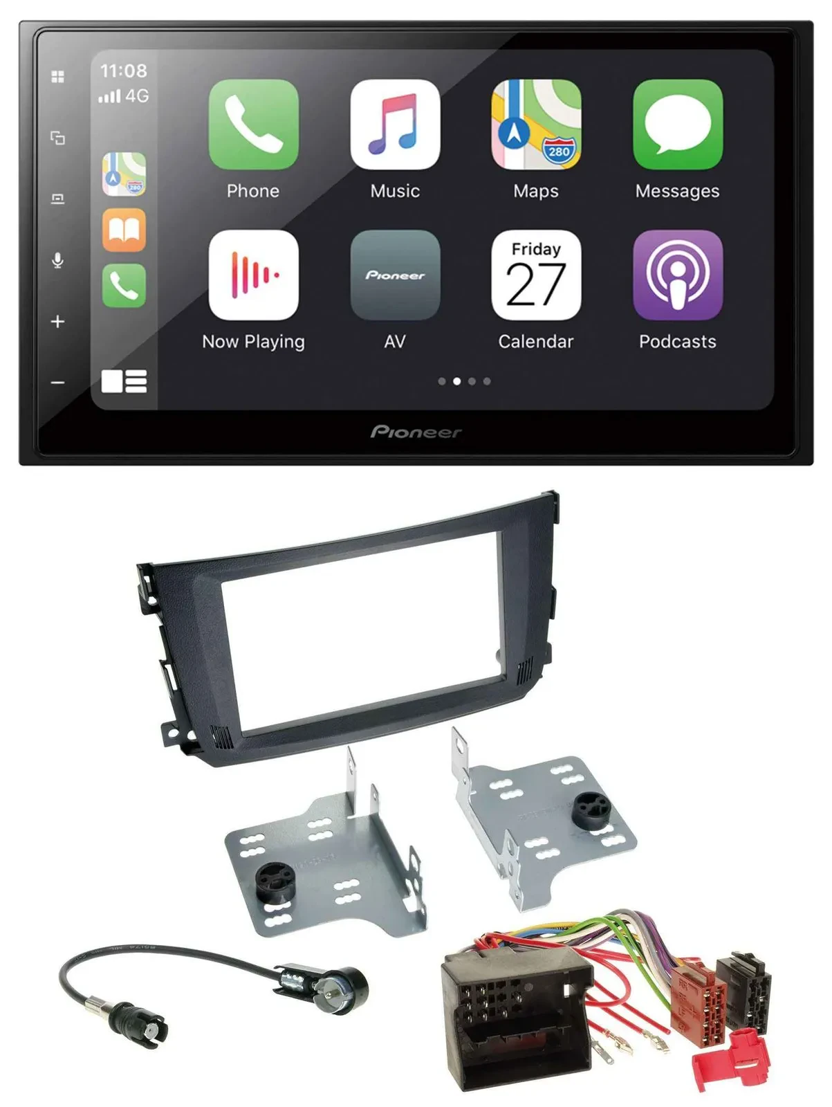 Pioneer MP3 Bluetooth DAB 2DIN USB Autoradio für Smart ForTwo 2010-14 Quadlock