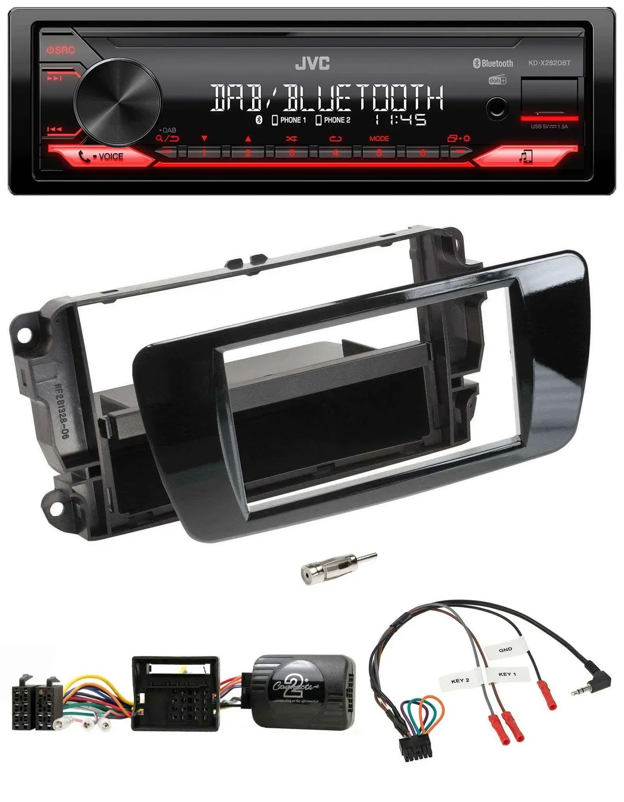 JVC Bluetooth USB DAB Lenkrad Autoradio für Seat Ibiza Klavierlack schwarz