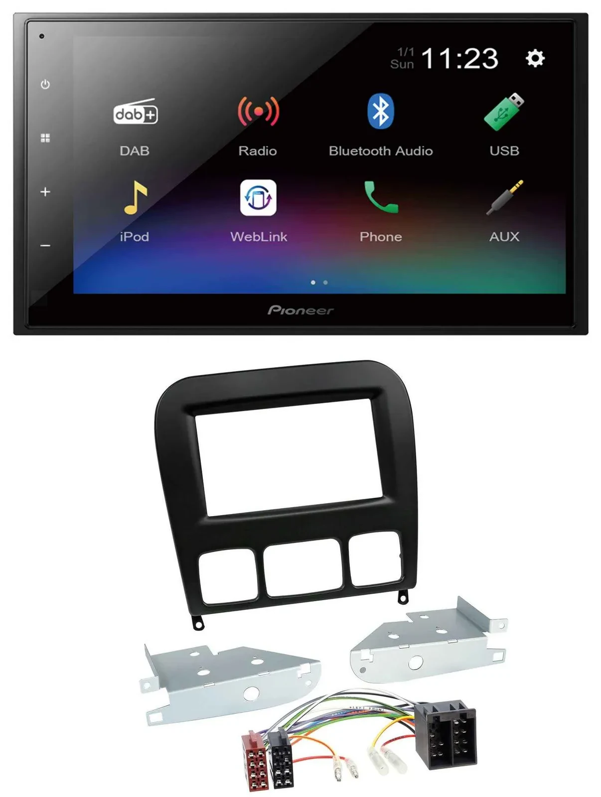 Автомагнитола Pioneer 2DIN USB Bluetooth DAB для Mercedes S‑Class 1998–2005, черный