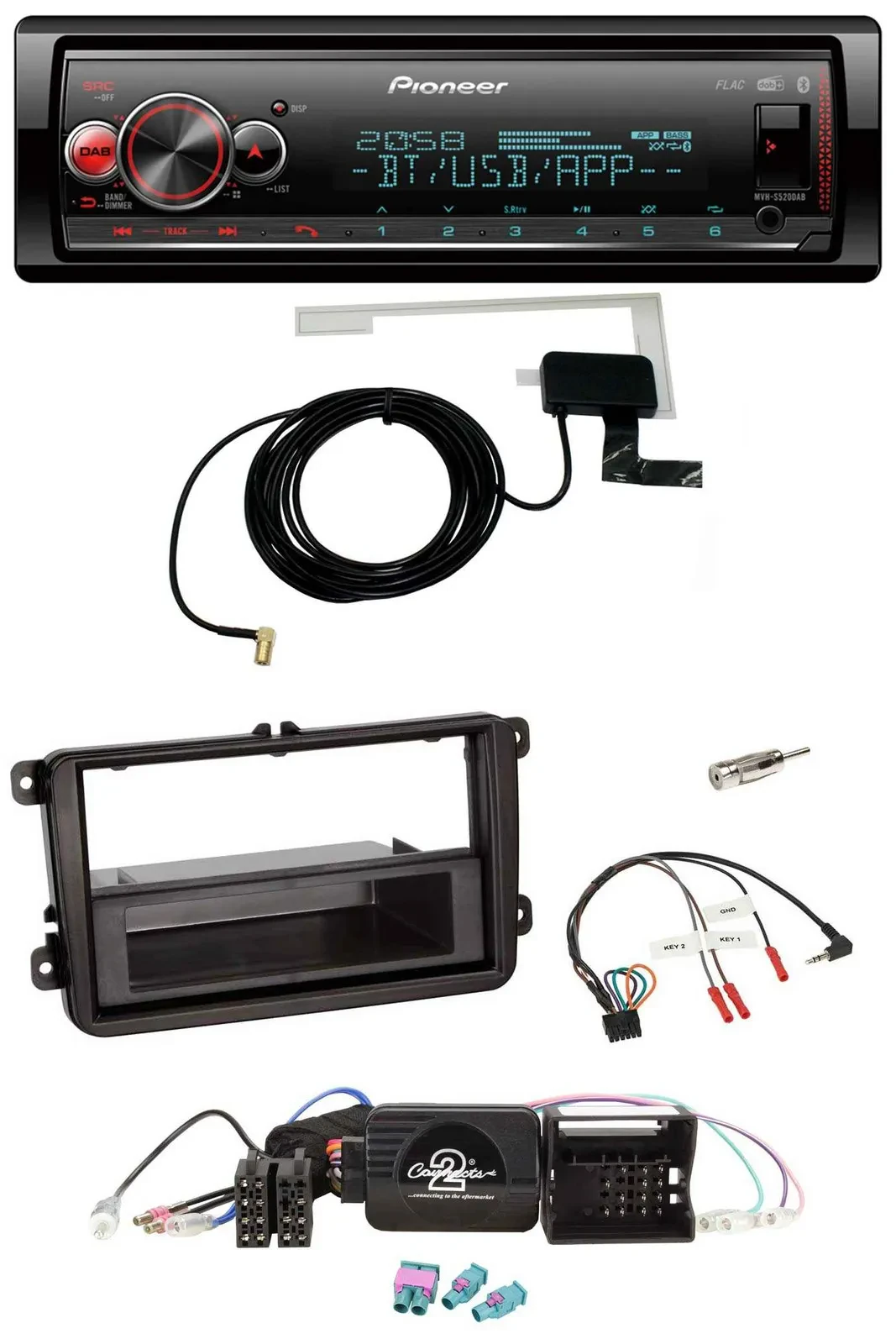 Pioneer Bluetooth DAB USB Lenkrad Autoradio für VW Passat Polo Scirocco Sharan T