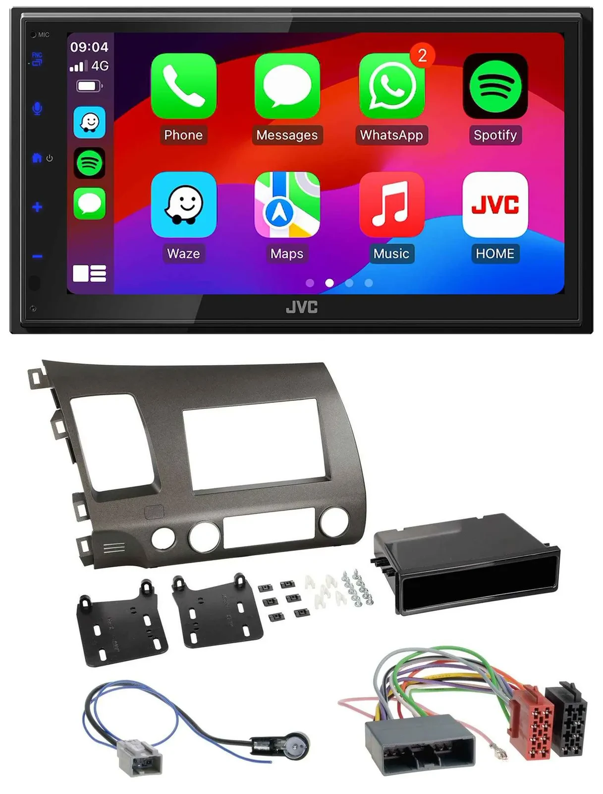 Автомагнитола JVC 2DIN Bluetooth USB MP3 DAB для Honda Civic Hybrid FD3 (2006–2010) антрацит
