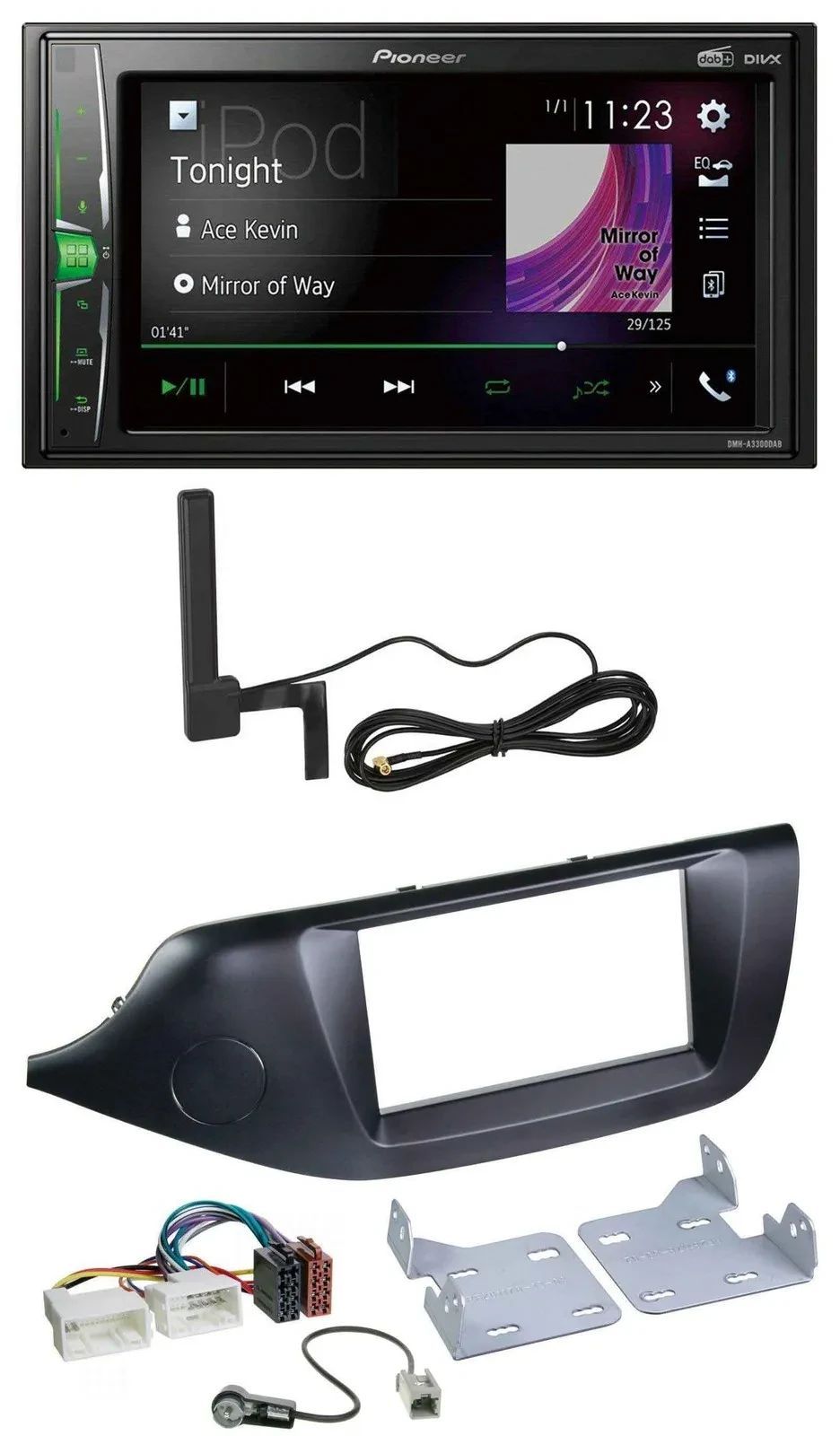 Автомагнитола для Kia Ceed (с 2012) Pioneer 2DIN, MP3, DAB, Bluetooth, AUX, черная