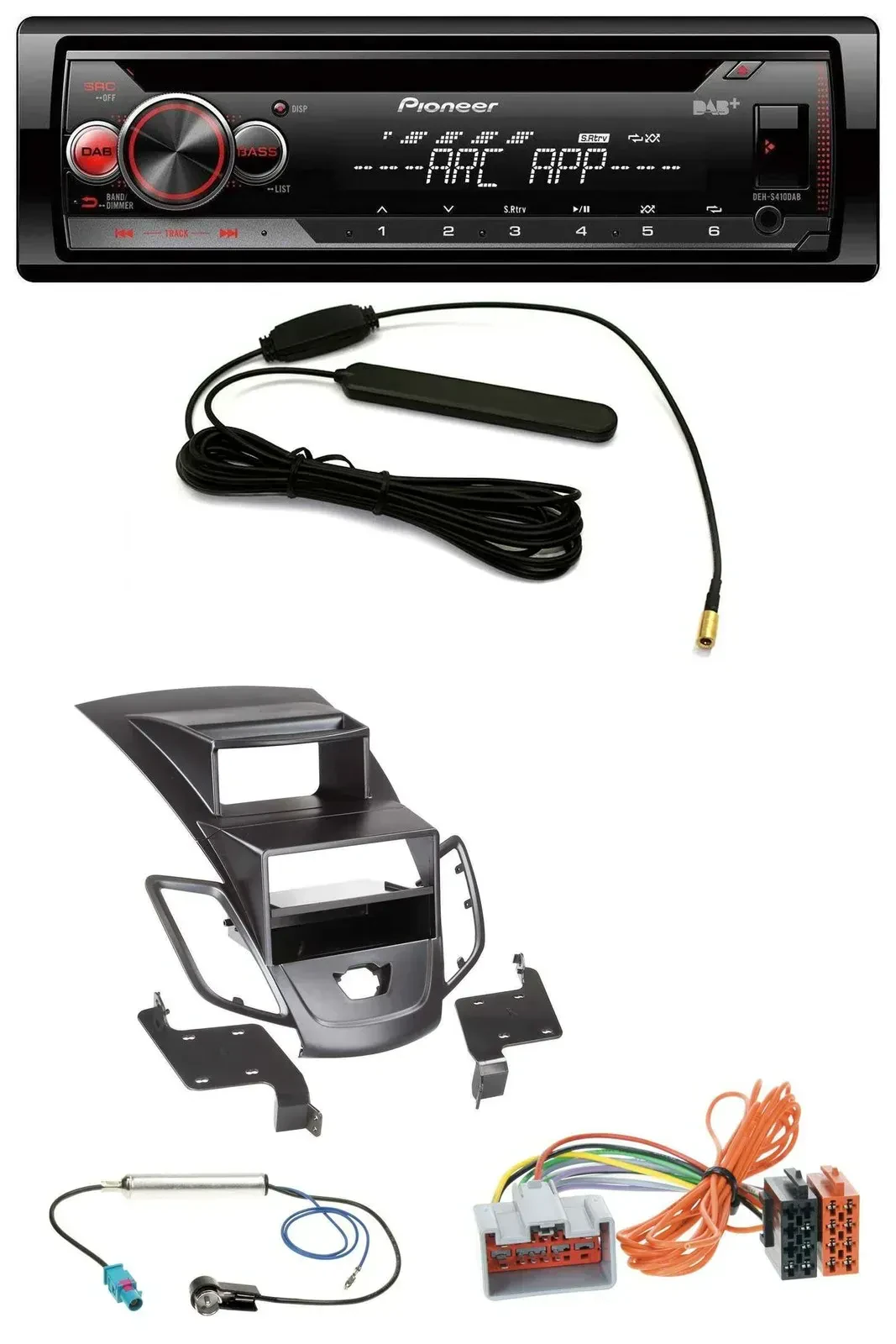 Автомагнитола для Ford Fiesta 2008–2010 Pioneer CD, USB, AUX, DAB, MP3, черная