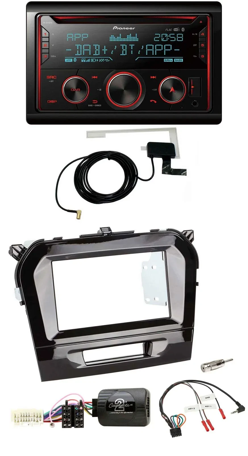 Автомагнитола Pioneer 2 DIN DAB USB CD Bluetooth для Suzuki Vitara (с 2015) с поддержкой кнопок на руле