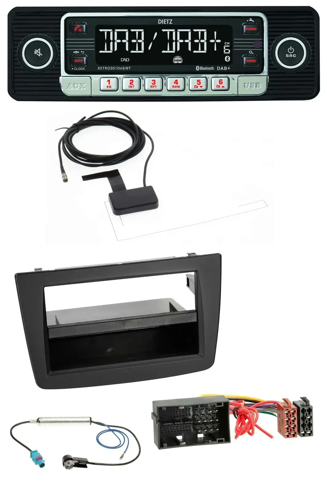 Автомагнитола для Alfa Romeo Mito 955 (с 2014) Dietz DAB, Bluetooth, USB, MP3, черная