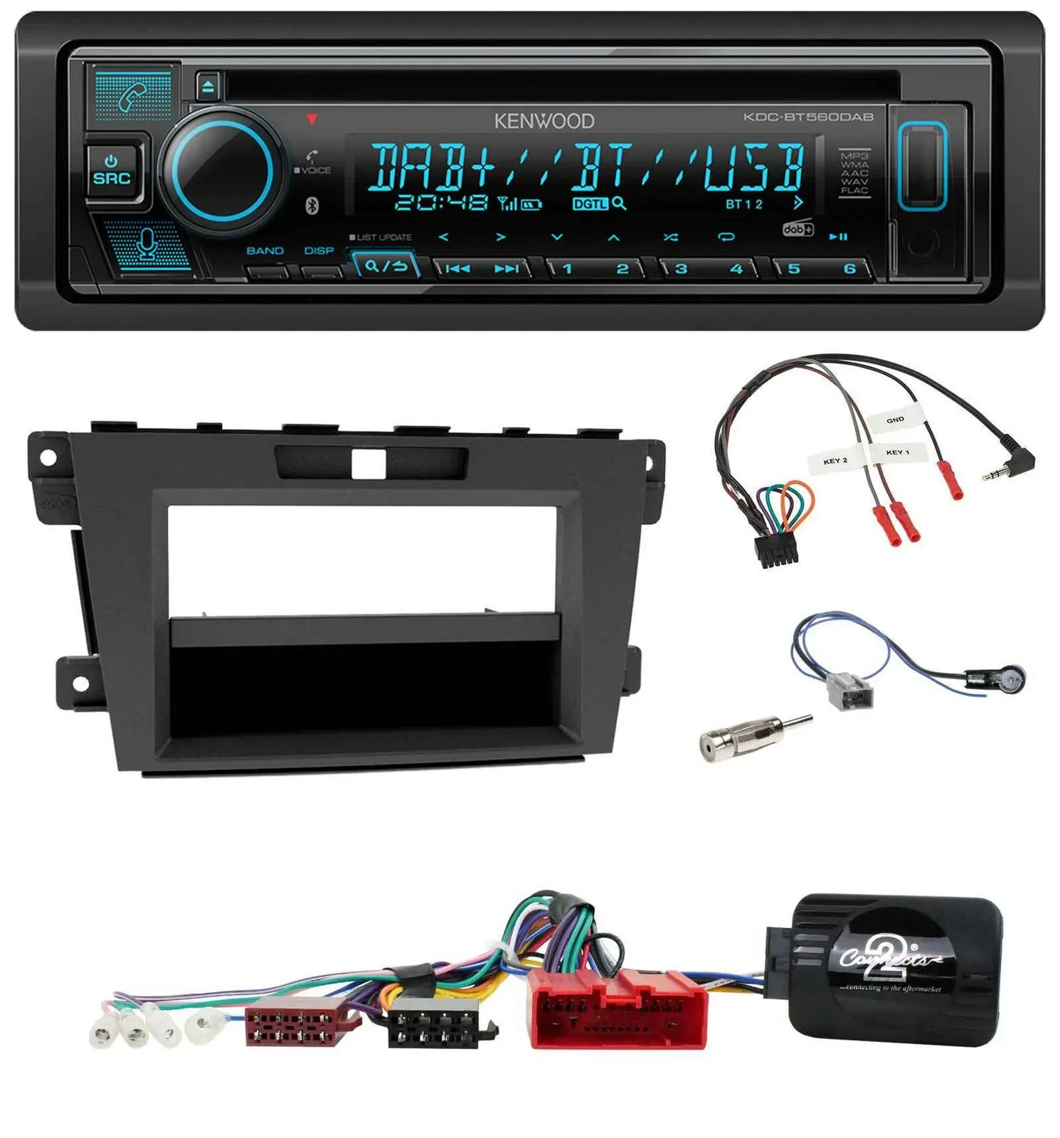 Автомагнитола Kenwood Bluetooth DAB CD USB для Mazda CX-7 (2009–2013) с поддержкой управления на руле