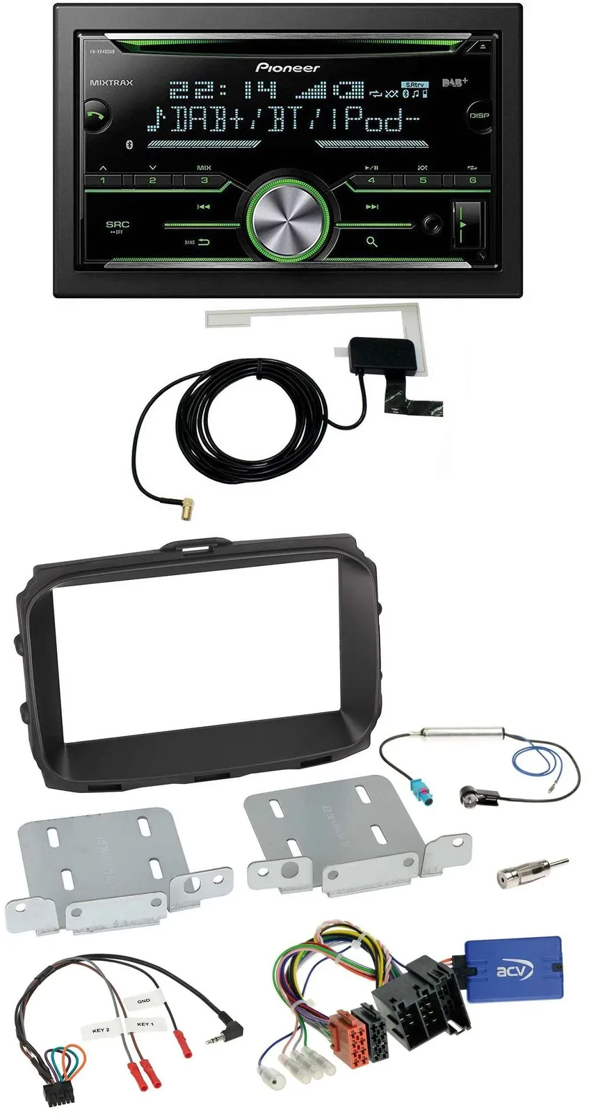 Автомагнитола для Alfa Romeo Giulietta Pioneer 2 DIN, CD, USB, Bluetooth, DAB, поддержка кнопок на руле