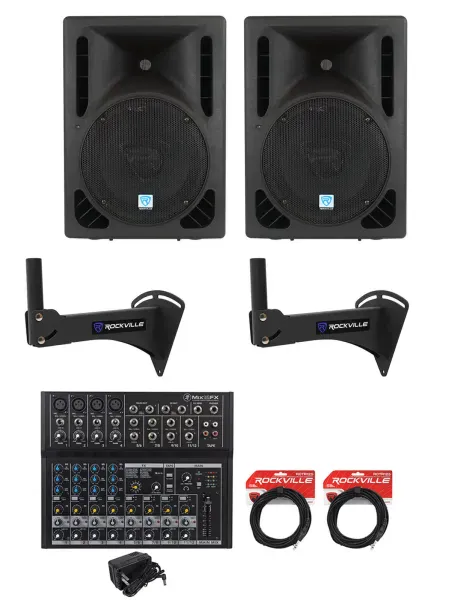 (2) Rockville RPG10BT 10" Bluetooth 600w Speakers+Mounts For Restaurant/Bar/Cafe