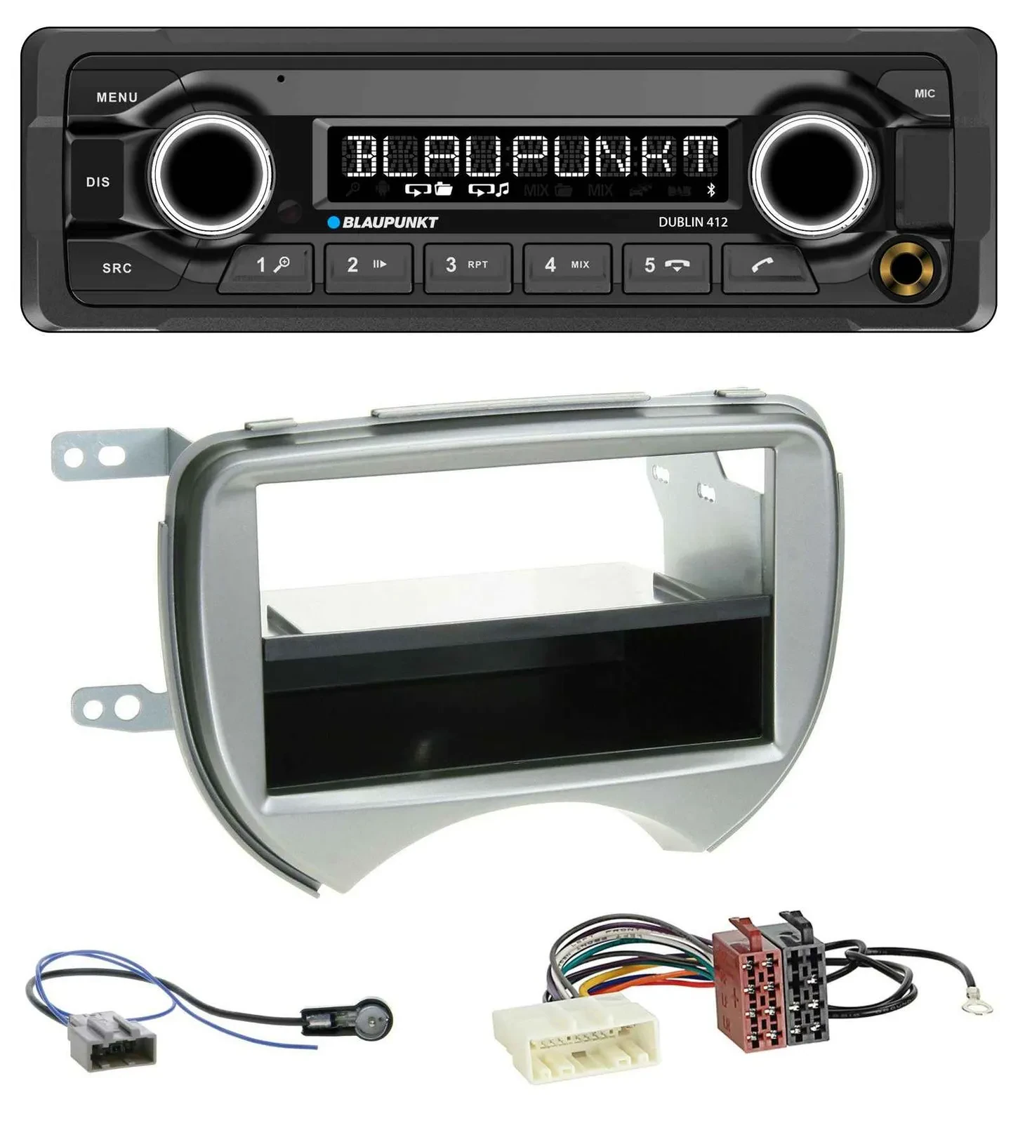 Автомагнитола для Nissan Micra (K13 2010–2013) Blaupunkt MP3, Bluetooth, USB, AUX, серебристая