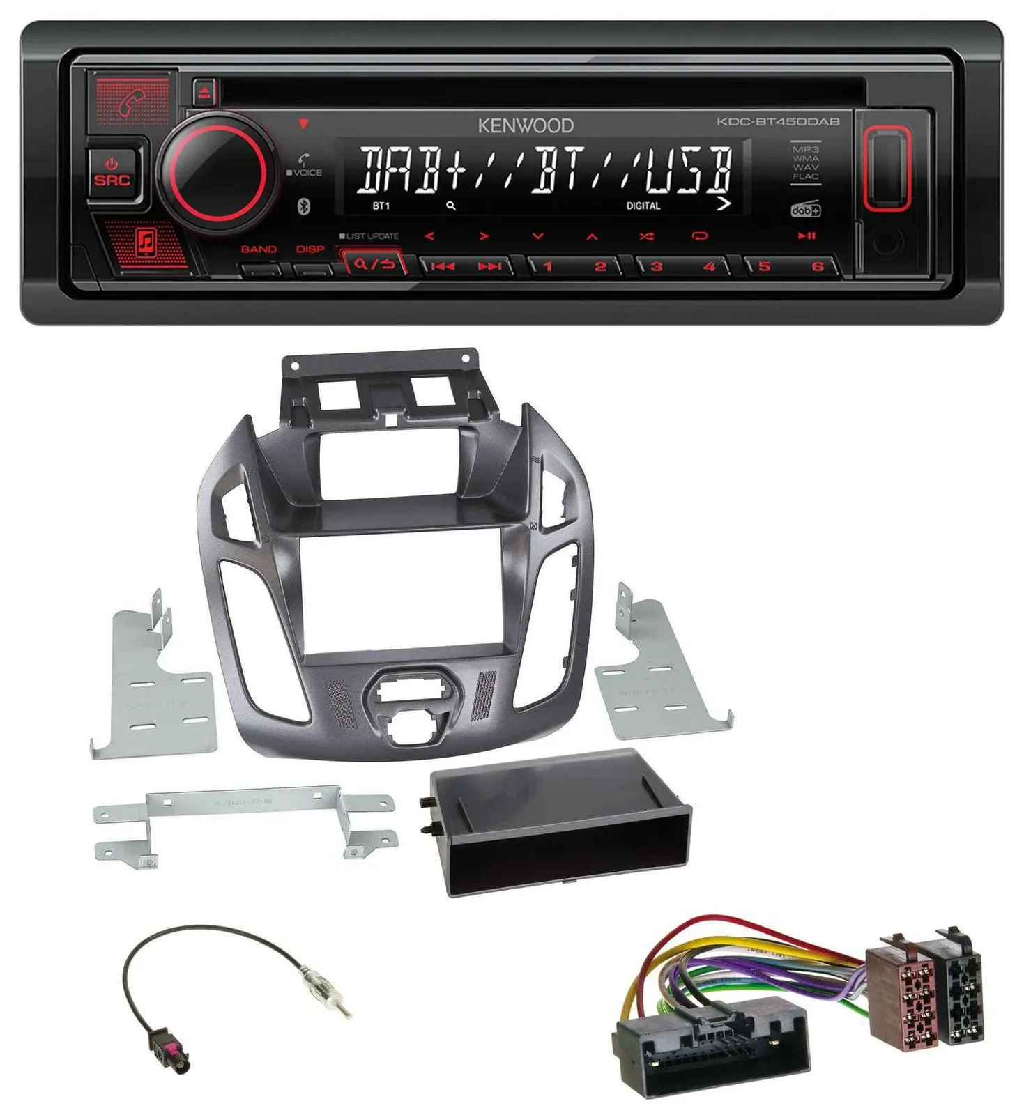 Kenwood MP3 CD USB Bluetooth DAB Autoradio für Ford Transit Connect 12-18 Displa
