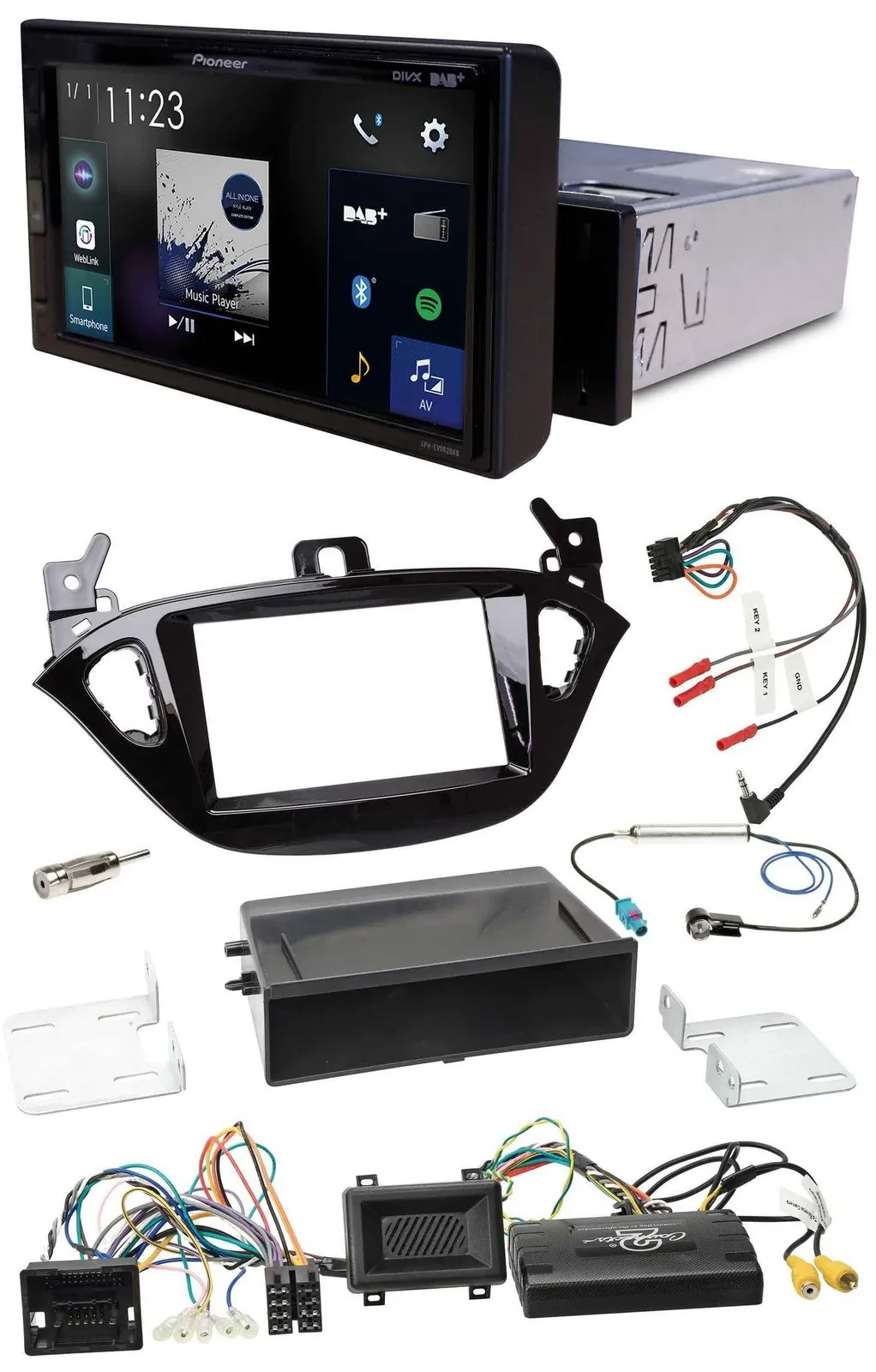 Pioneer DAB Lenkrad Bluetooth USB Autoradio für Opel Adam Corsa E ab 2013 PDC