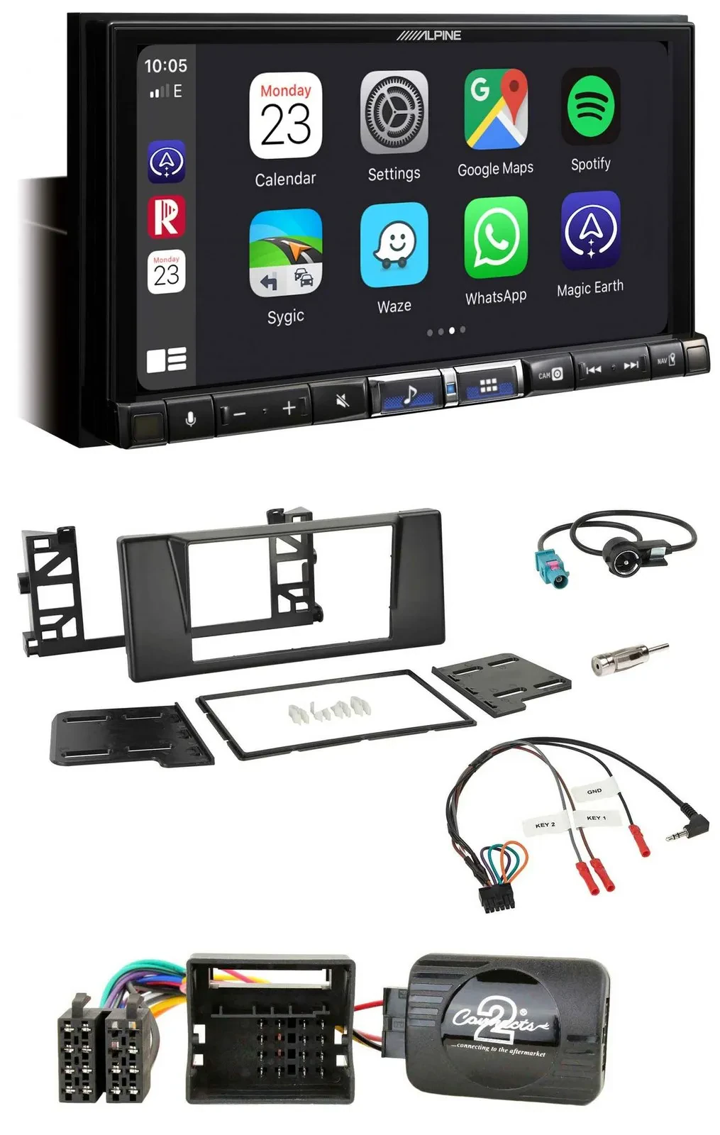 Alpine 2DIN DAB USB Lenkrad Bluetooth Autoradio für BMW 5er E39 01-04 Aktivsyste