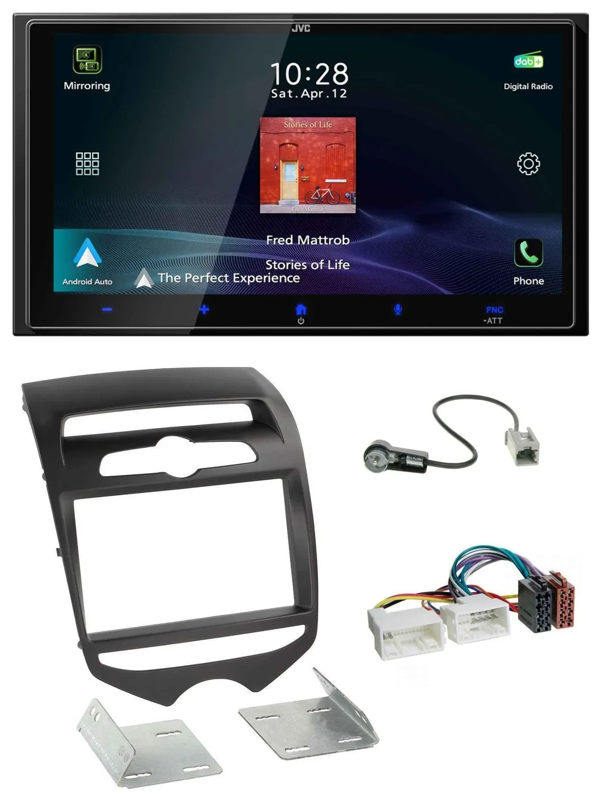 Автомагнитола JVC 2DIN DAB, Bluetooth, USB, MP3 для Hyundai ix20 (с 2010, ручной климат-контроль)