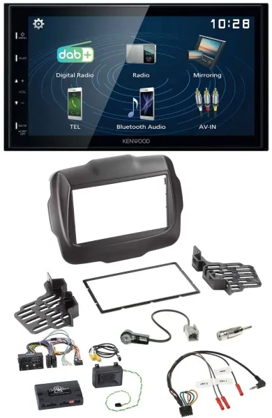 Kenwood 2DIN Bluetooth Lenkrad USB DAB Autoradio für Jeep Renegade ab 2015