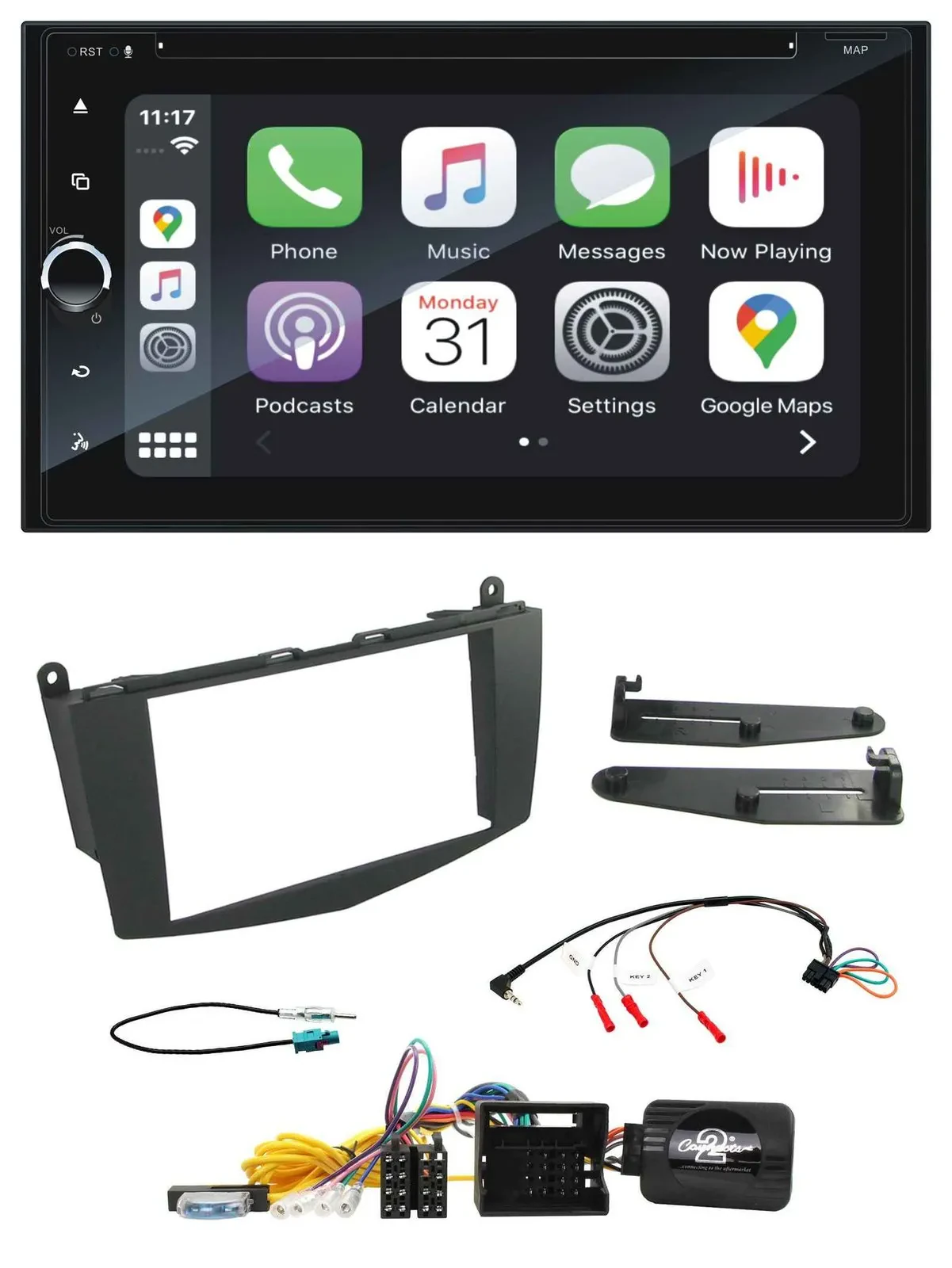 Blaupunkt 2DIN Bluetooth DAB USB DVD Lenkrad Autoradio für Mercedes C-Klasse 07-