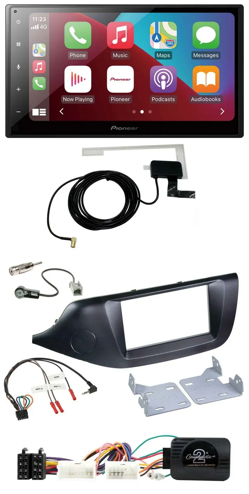 Автомагнитола Pioneer 2DIN, USB, Bluetooth, DAB, для Kia Ceed (с 2012), черный