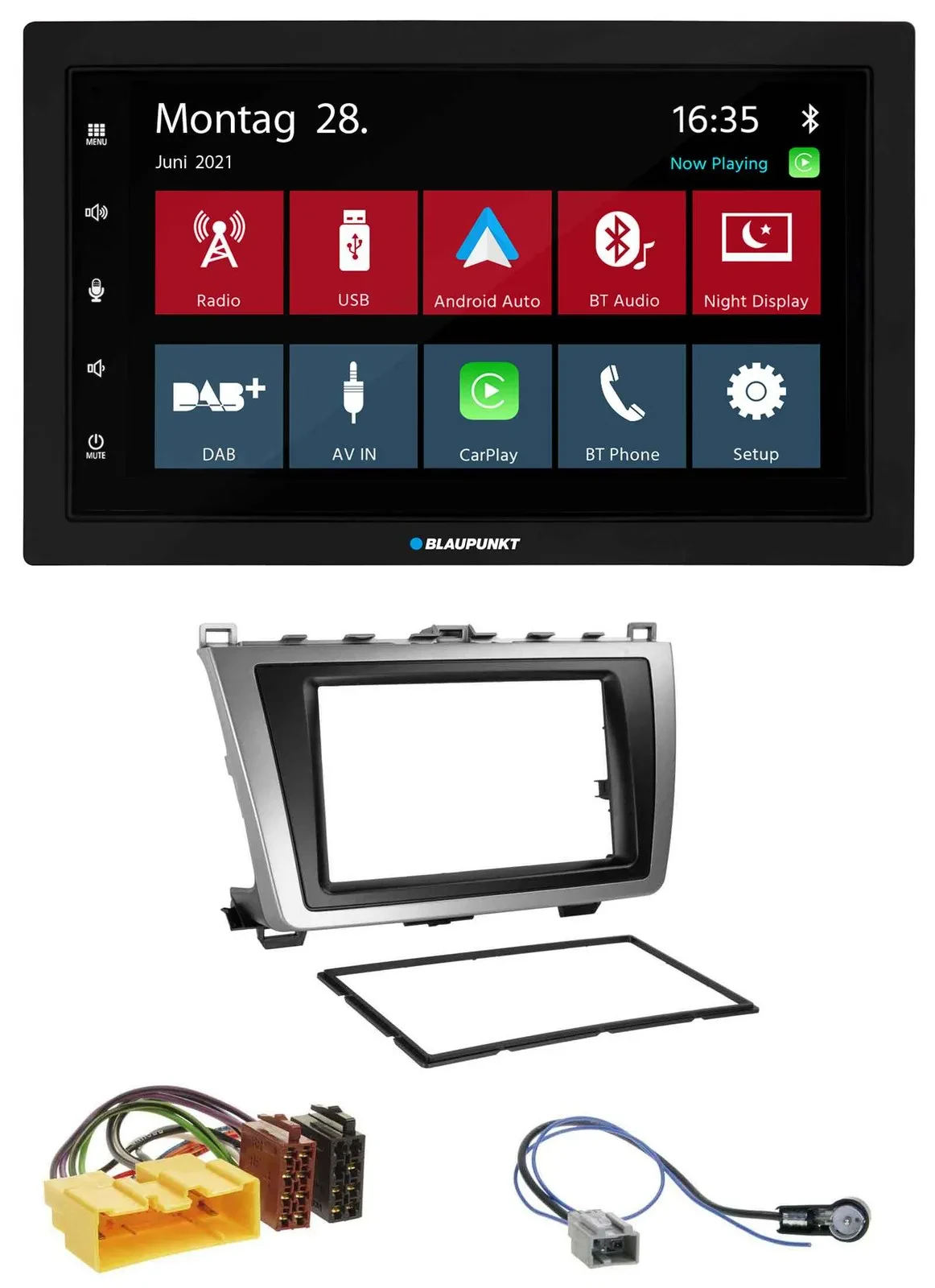 Blaupunkt MP3 Bluetooth DAB 2DIN USB Autoradio für Mazda 6 08-12 schwarz-silber