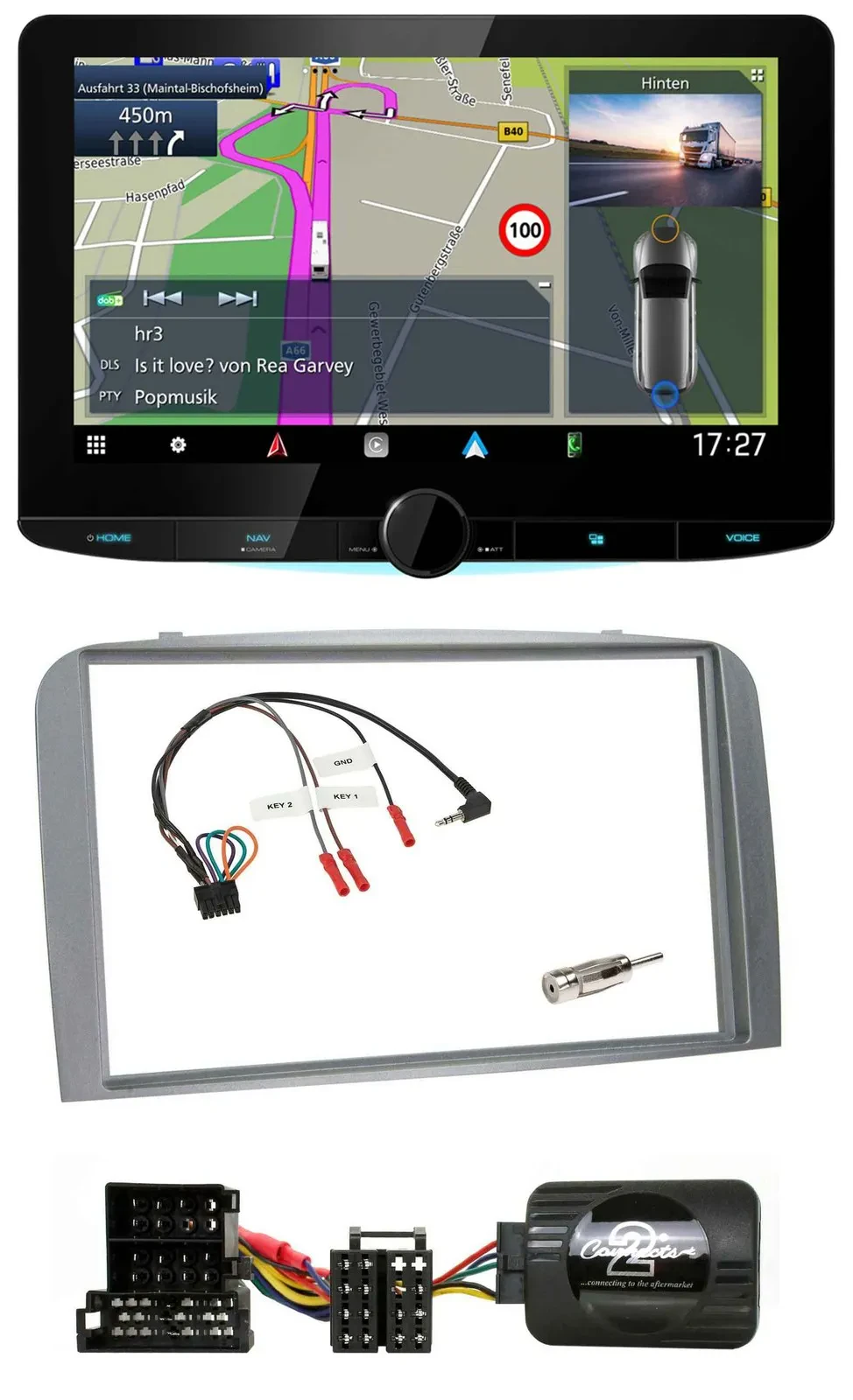 Kenwood Bluetooth DAB TMC 2DIN Lenkrad USB Navigation für Alfa Romeo 147 GT 04-1