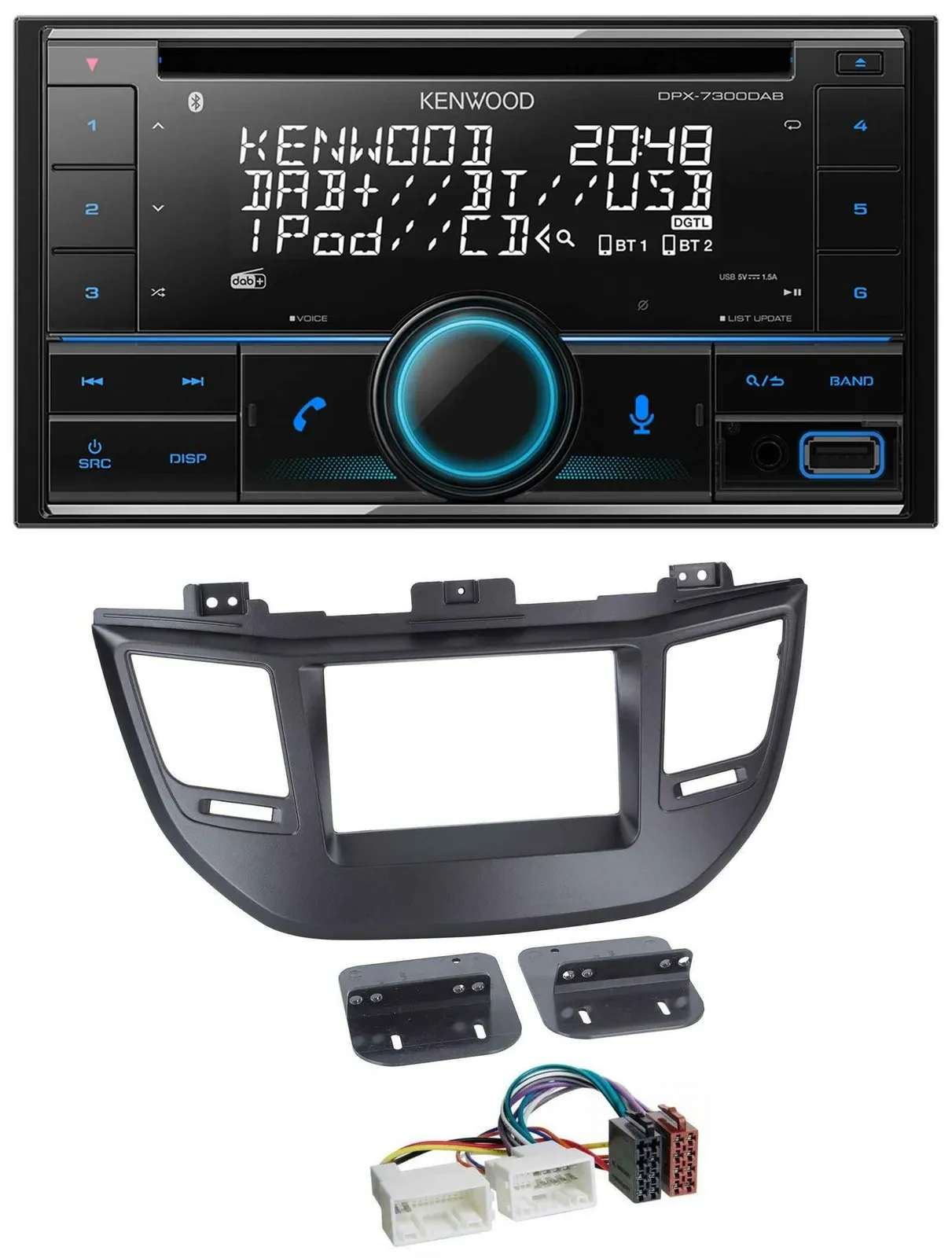 Kenwood CD 2DIN DAB USB MP3 Bluetooth Autoradio für Hyundai Tucson ab 15 schwarz