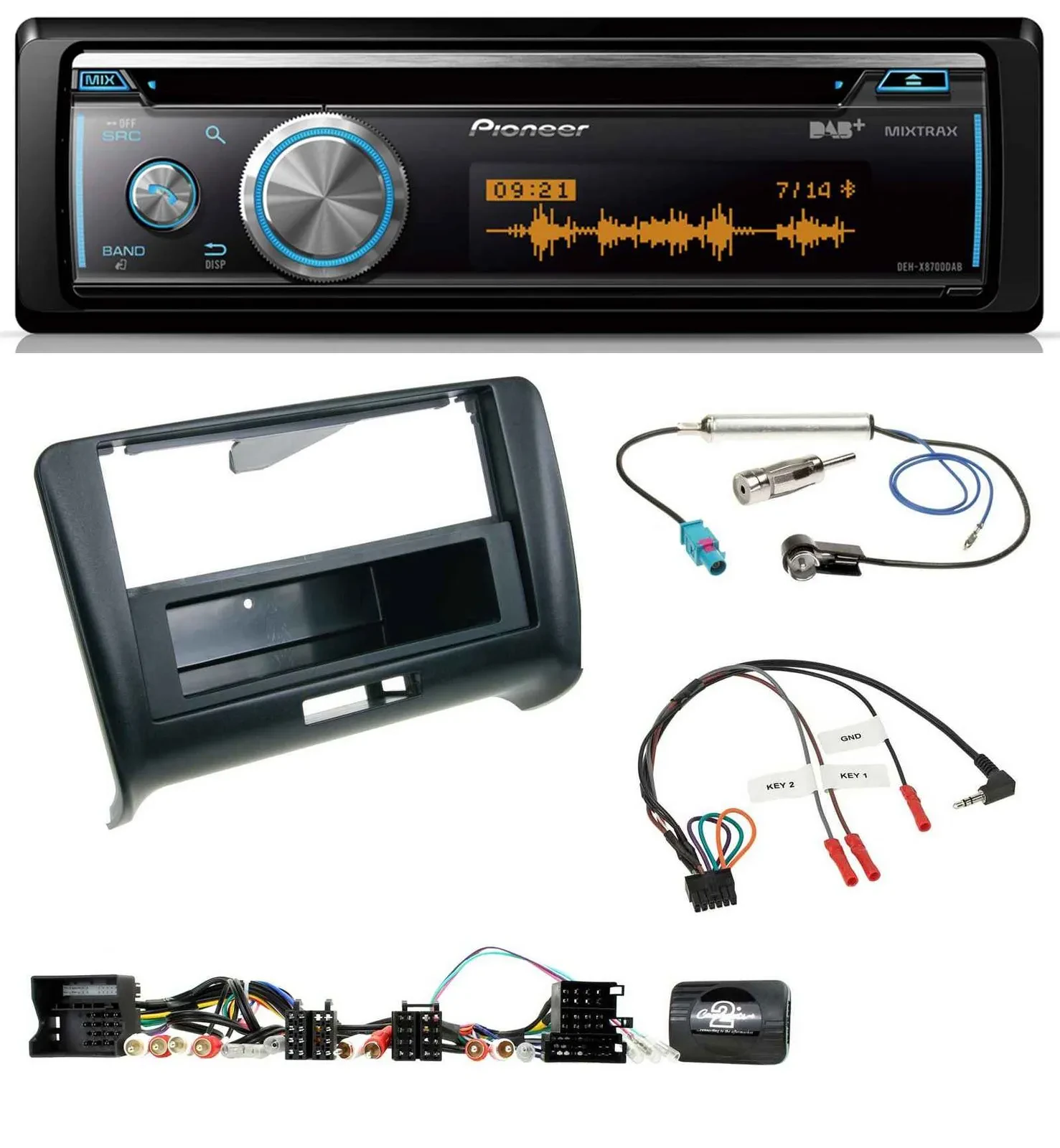 Автомагнитола для Audi TT (2006–2014) Pioneer DAB, USB, CD, Bluetooth, поддержка кнопок на руле