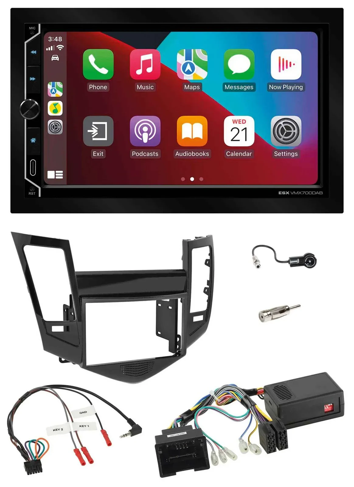 ESX 2DIN DAB USB Lenkrad Bluetooth Autoradio für Chevrolet Cruze 05/2009-2016