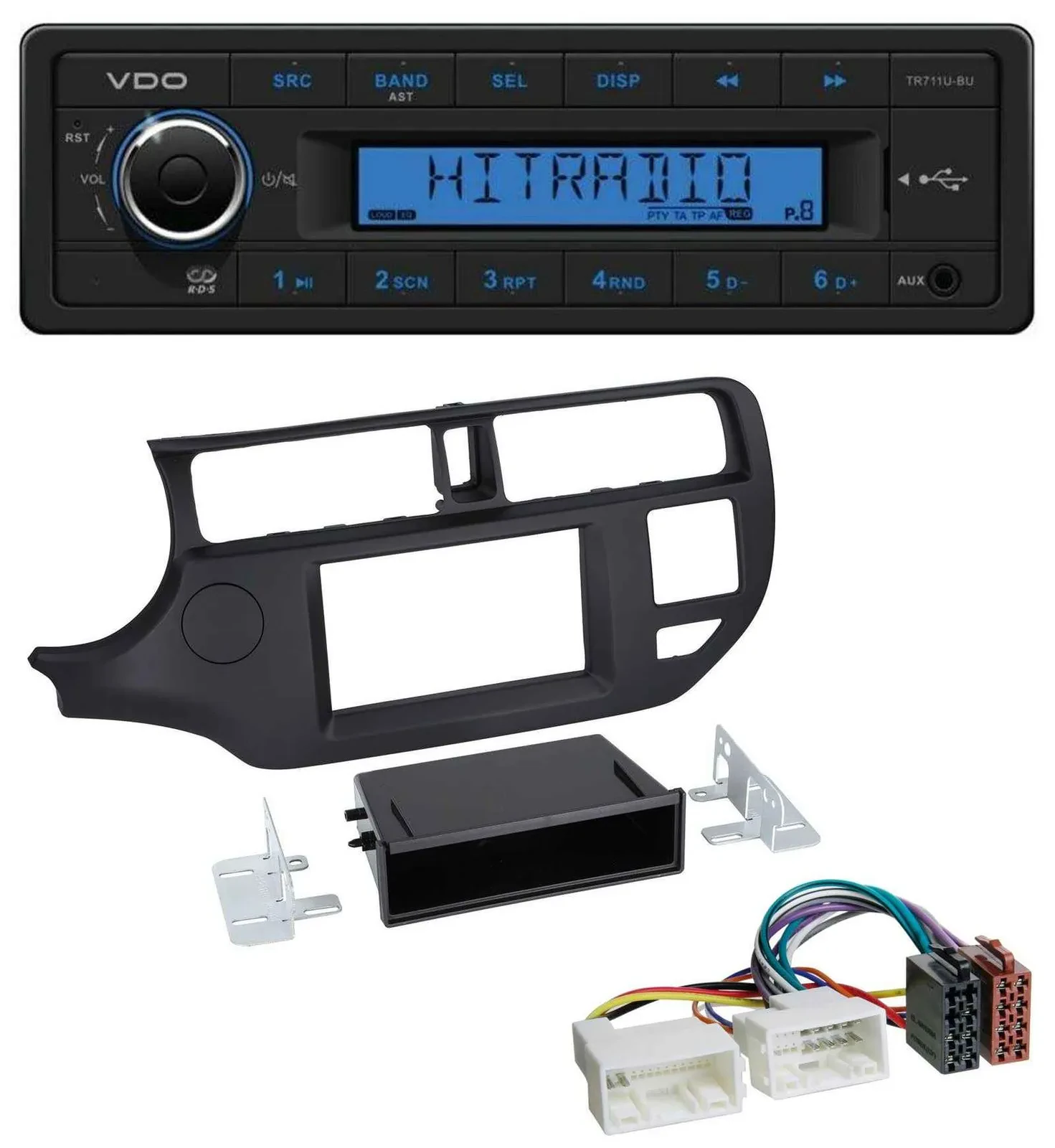 VDO AUX 1DIN MP3 USB Autoradio für Kia Rio (UB 2011-2014) schwarz