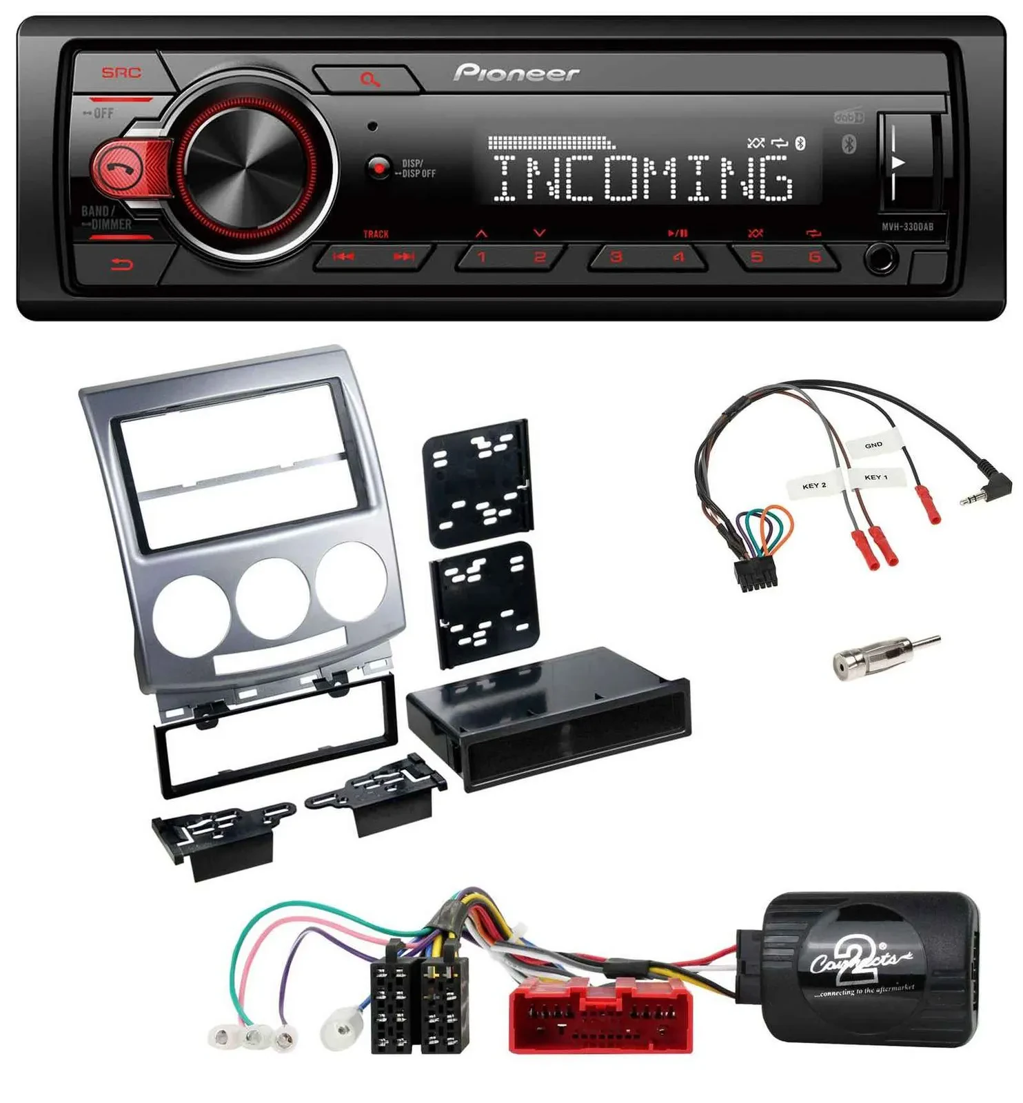 Pioneer Bluetooth USB DAB Lenkrad Autoradio für Mazda 5 CR 2005-2010 silber