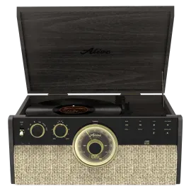 Виниловый проигрыватель Alive Audio Great Gatsby Dark Wood (CD, FM-радио, кассетник, Bluetooth, встроенная акустика)
