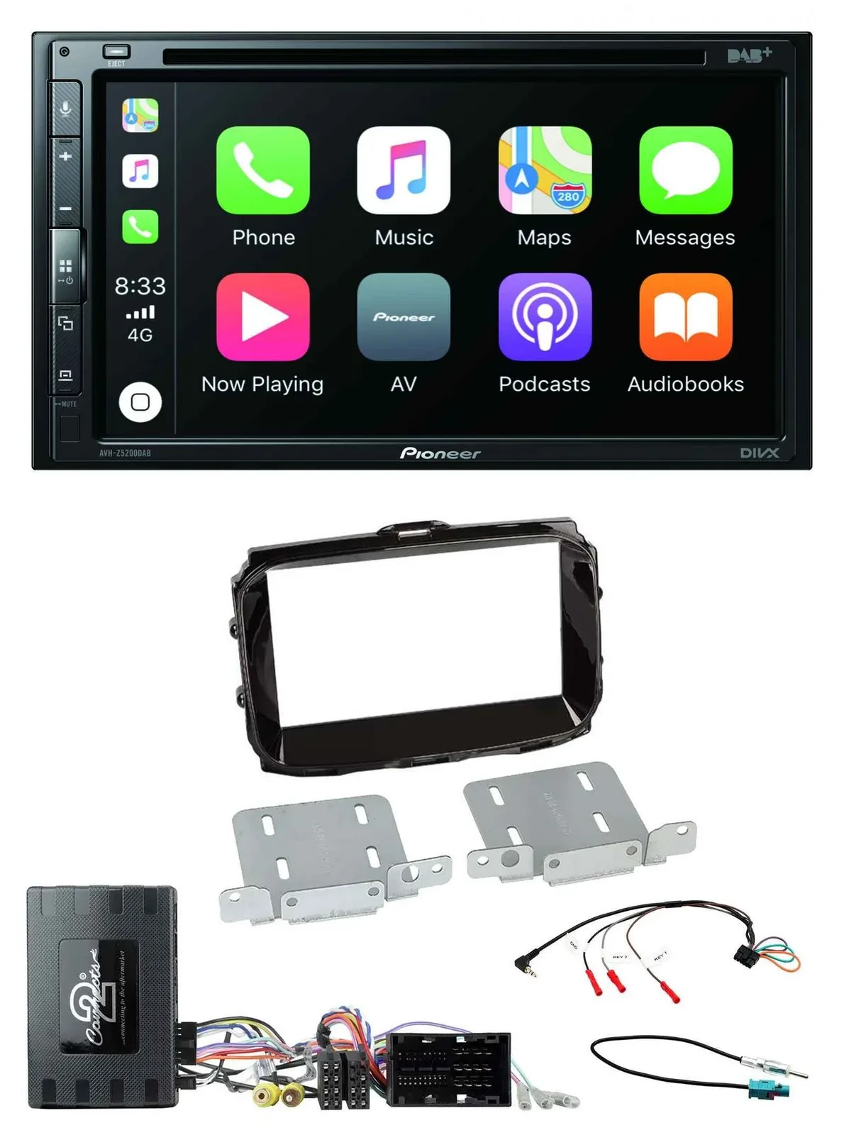 Pioneer DVD 2DIN Lenkrad DAB Bluetooth USB Autoradio für Alfa Giulietta 14-21 In