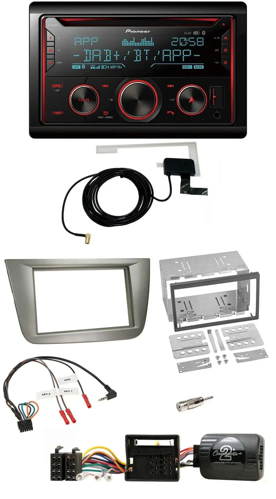 Автомагнитола для Seat Toledo/Altea Pioneer 2DIN CD DAB Bluetooth USB серебристая