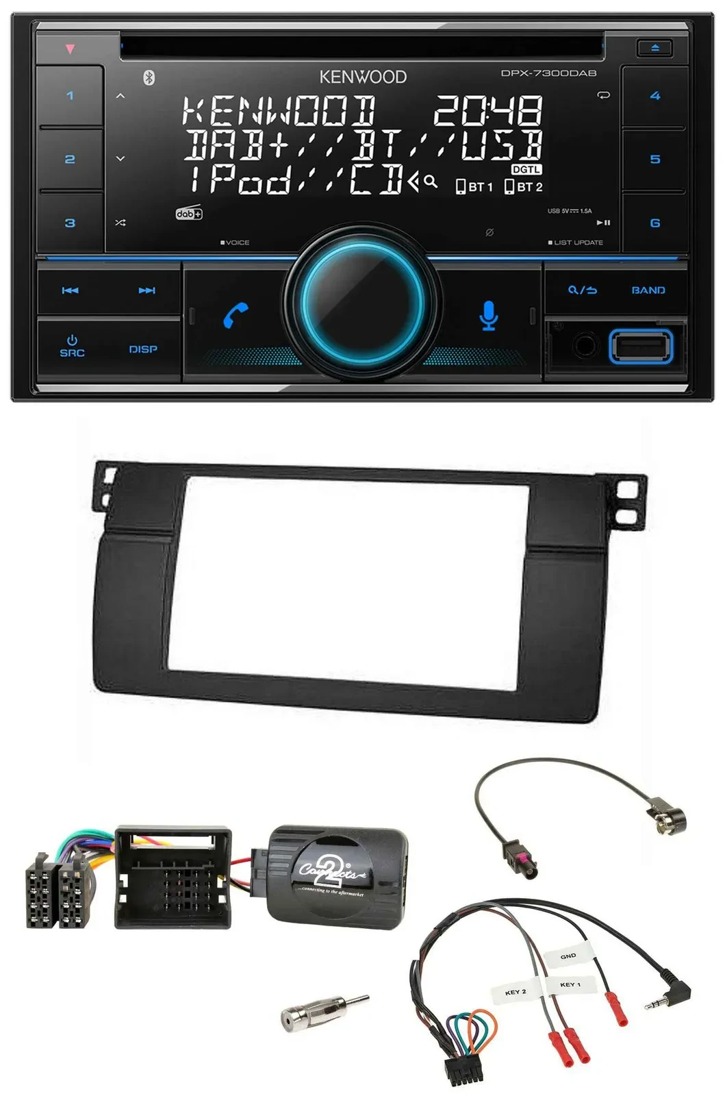Автомагнитола для BMW 3 Series (E46) 2001–2006 Kenwood CD, 2DIN, DAB, USB, Bluetooth, поддержка кнопок на руле