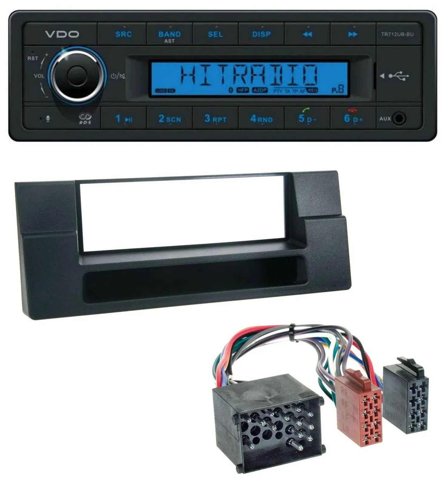 VDO Bluetooth AUX USB MP3 Autoradio für BMW X5 E53 5er E39 Rundpin Ablagefach