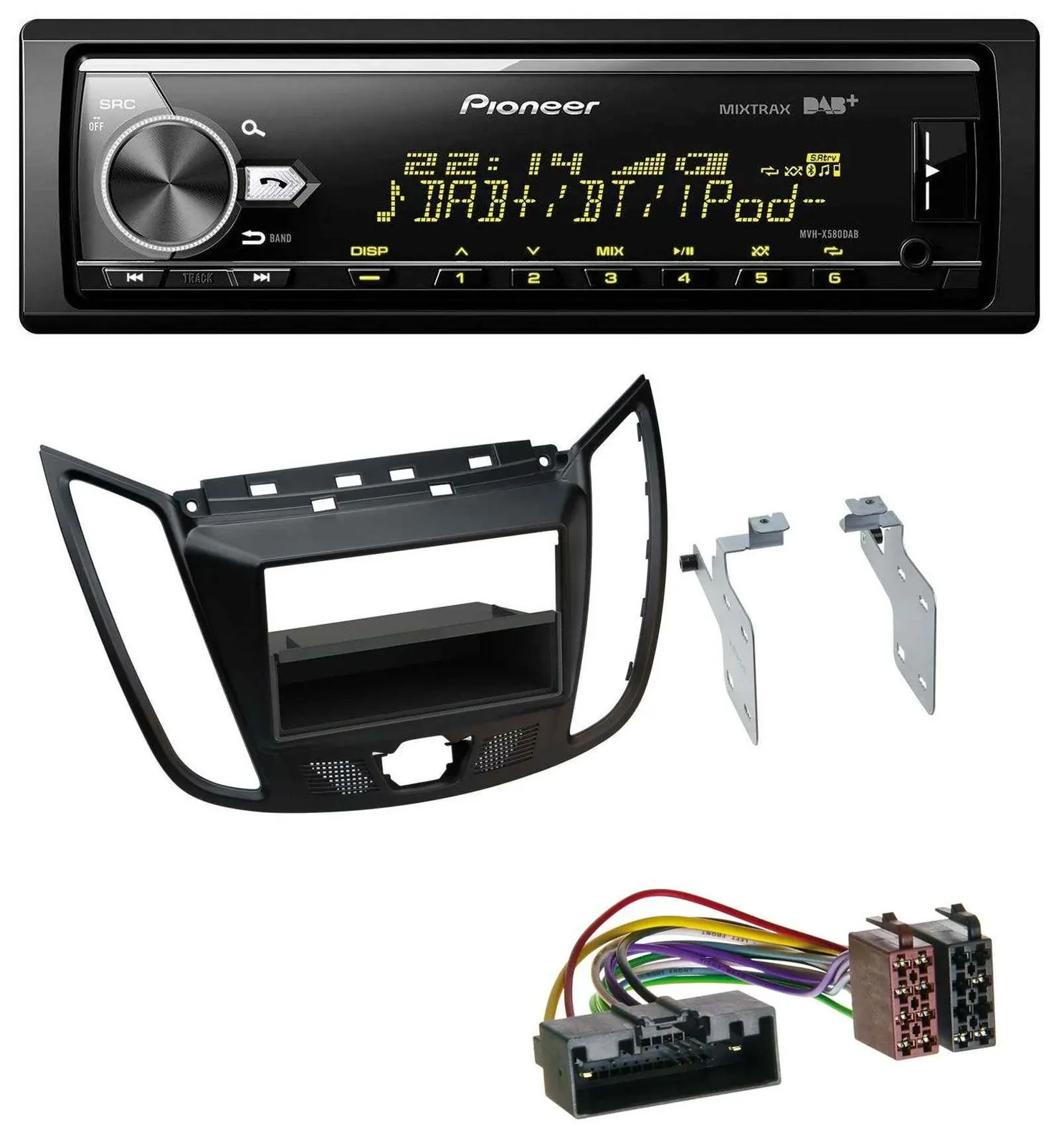 Автомагнитола для Ford C-Max/Kuga Pioneer Bluetooth, USB, DAB, MP3, матовый чёрный