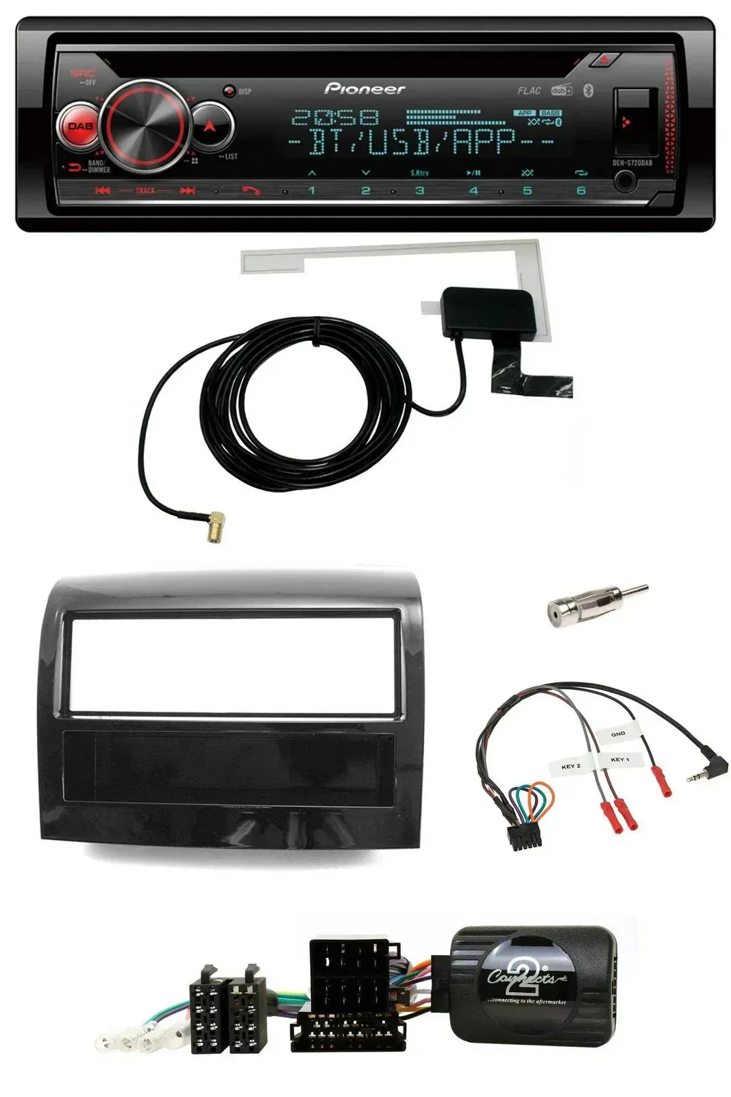 Автомагнитола для Fiat Ducato 2012–2015 Pioneer DAB CD USB Bluetooth, поддержка управления на руле, цвет: черный глянец