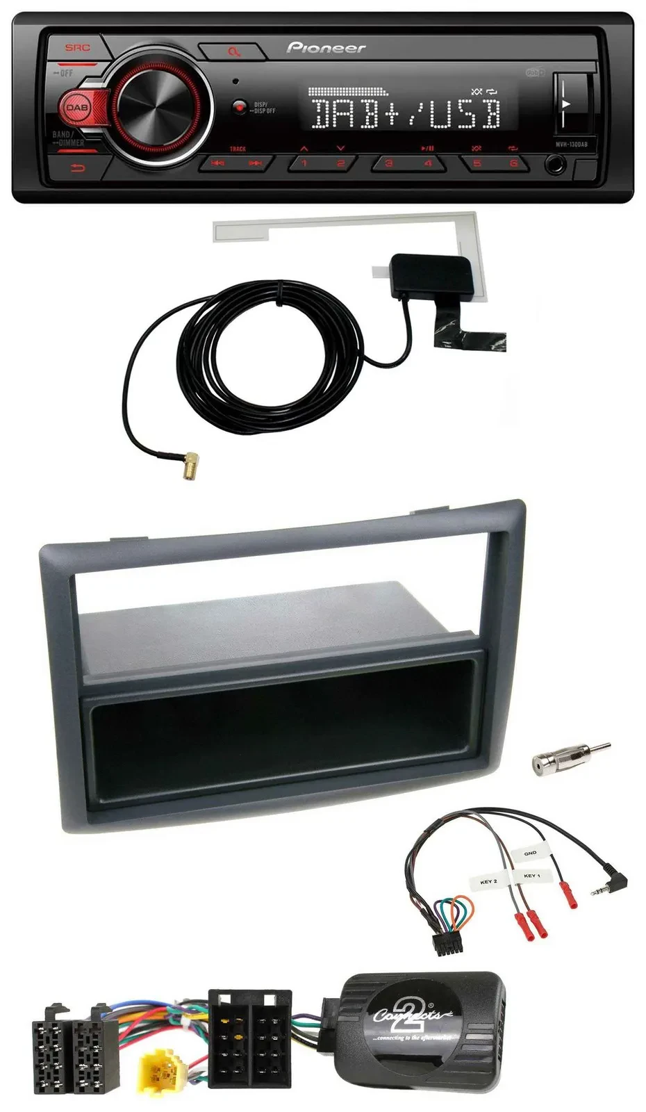 Автомагнитола Pioneer 1 DIN, MP3, DAB, USB, для Renault Megane 2007–2008, черный