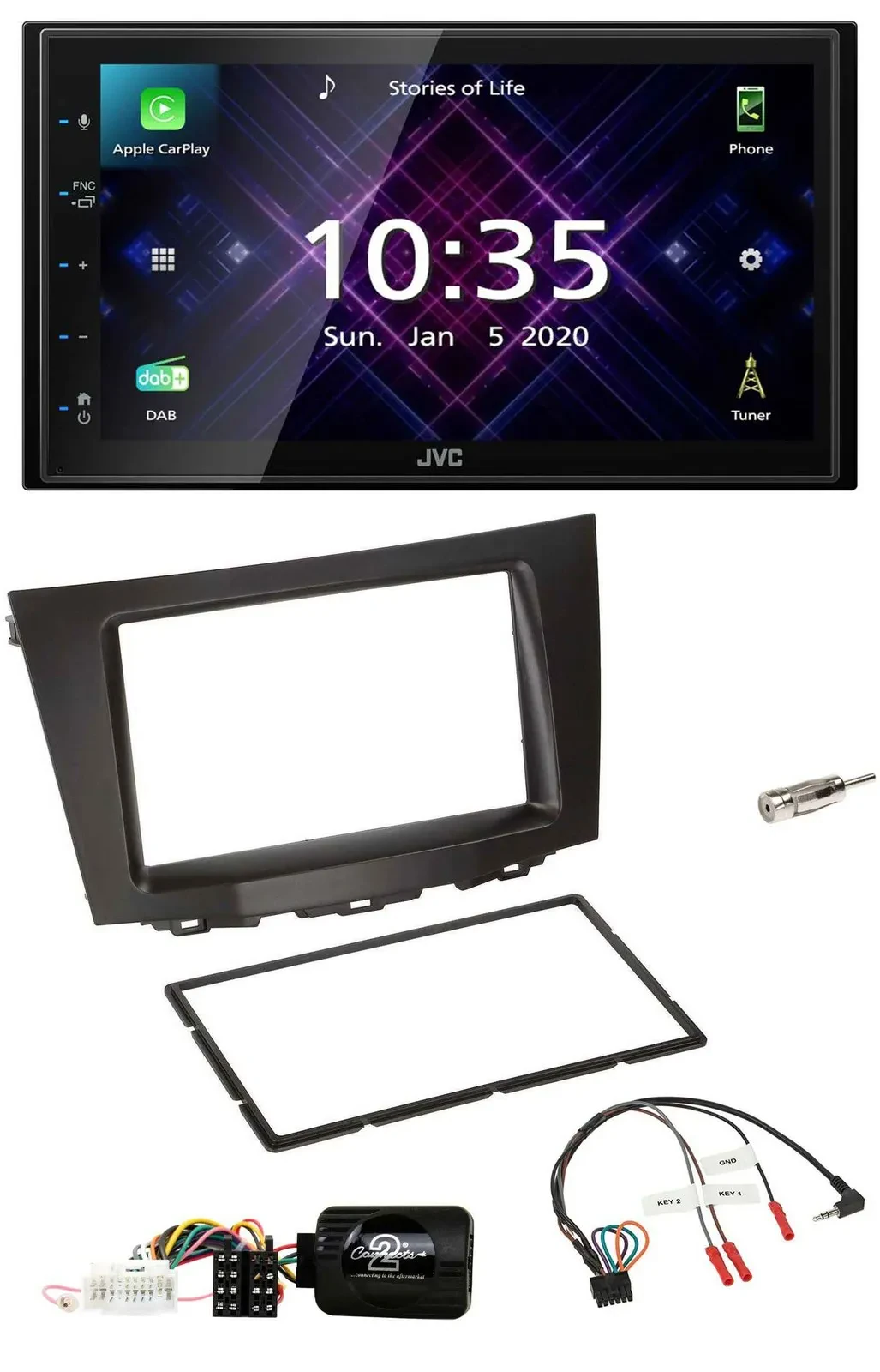 JVC DAB 2DIN Lenkrad Bluetooth USB Autoradio für Suzuki Kizashi ab 2010
