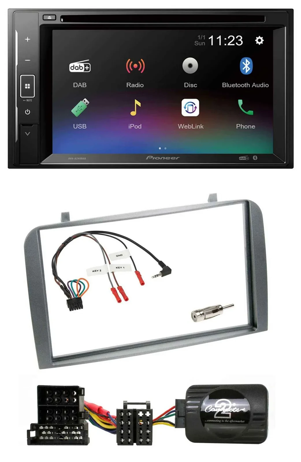 Pioneer Bluetooth Lenkrad USB 2DIN DAB DVD Autoradio für Alfa Romeo GT 147 2000-