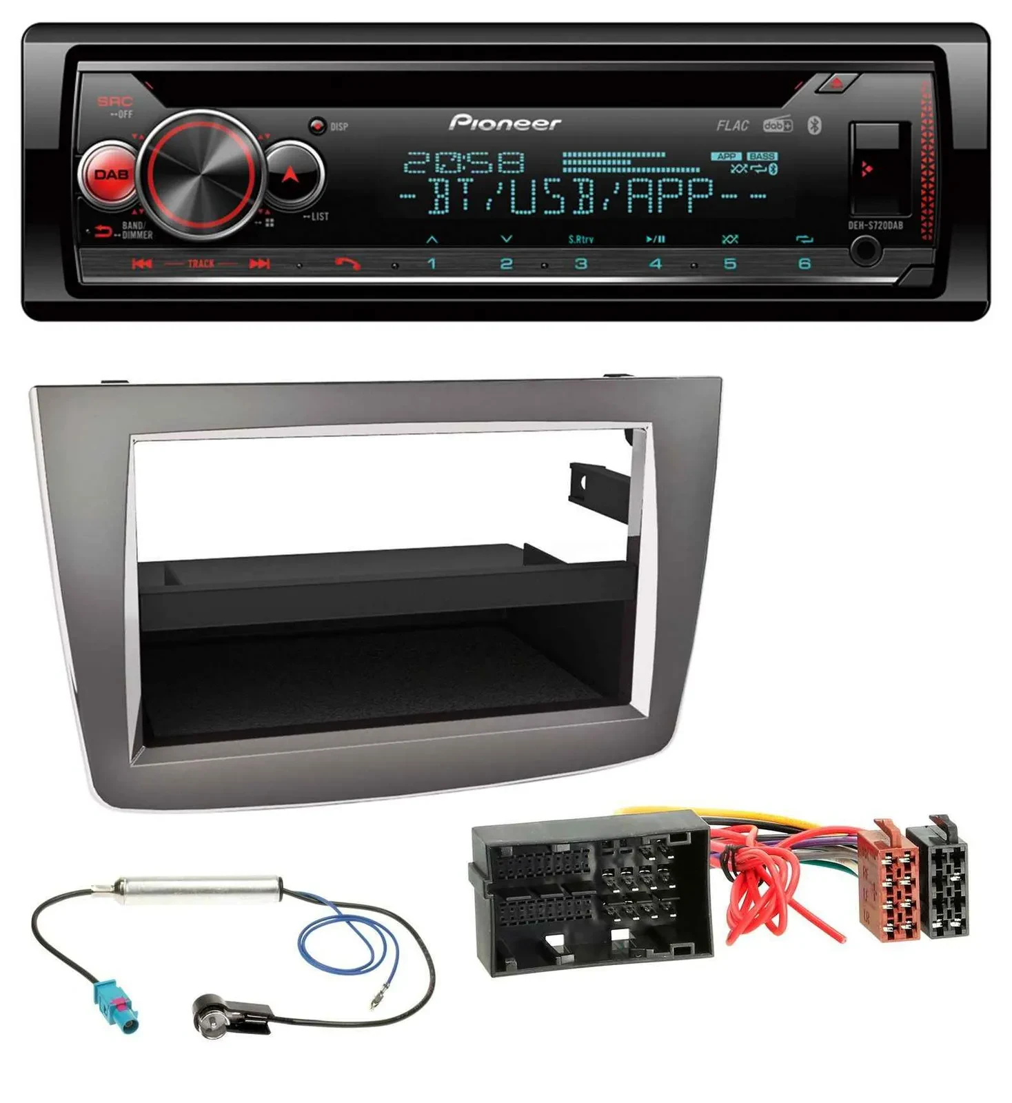 Автомагнитола Pioneer MP3 DAB CD Bluetooth USB для Alfa Romeo Mito (с 2014), серебристая