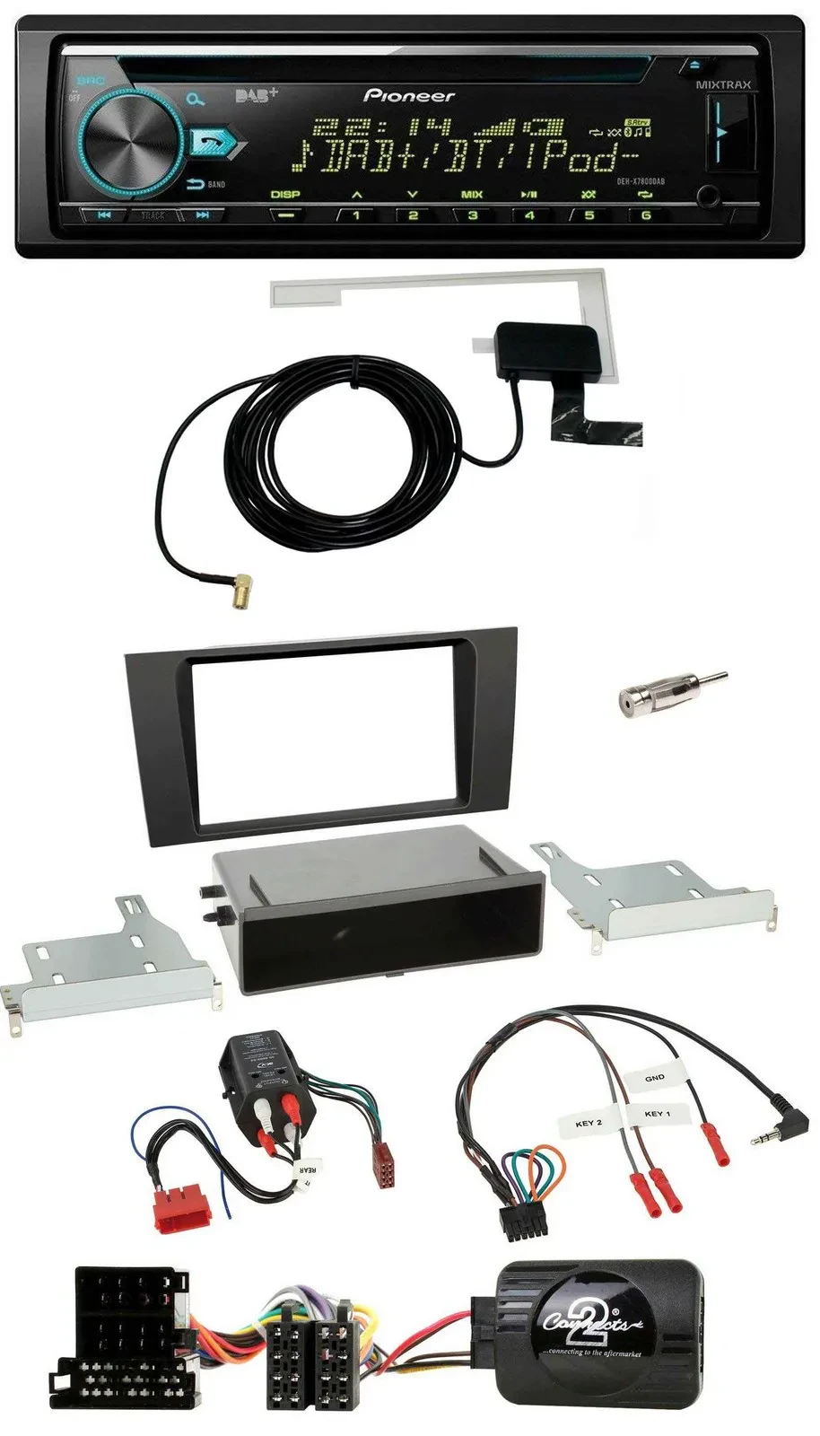 Автомагнитола Pioneer CD, USB, DAB, MP3 для Audi A4 B5 (1999–2001), совместима с Bose (полностью активная система)
