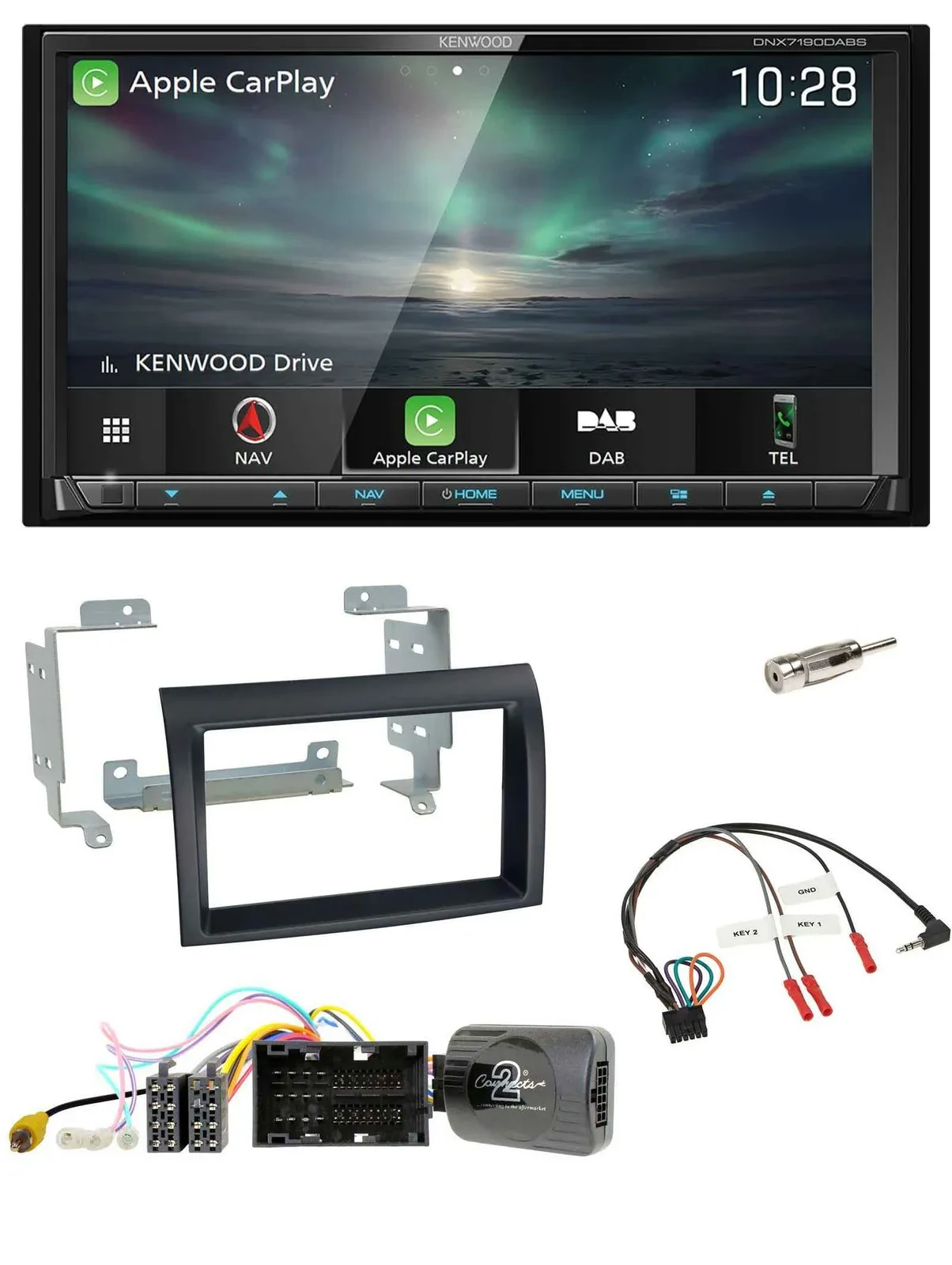 Kenwood Bluetooth USB 2DIN Lenkrad TMC DAB Navigation für Citroen Jumper ab 14 s