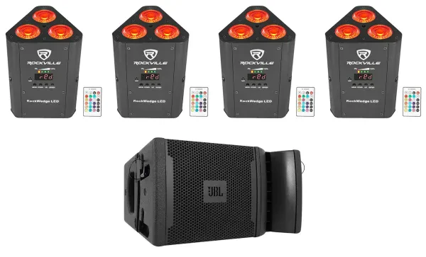 JBL VRX928LA 8" 400 Watt 2-Way Passive Line-Array Speaker in Black+4) Par Lights