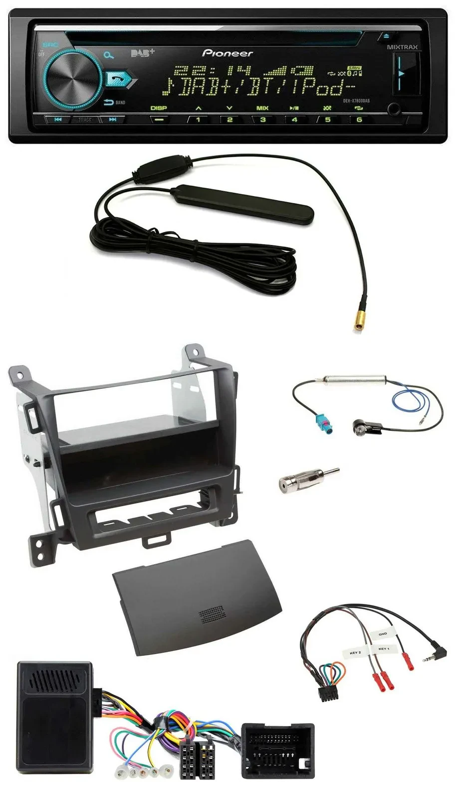 Pioneer CD MP3 Lenkrad DAB USB Autoradio für Opel Tourer Zafira ab 2013 jet blac