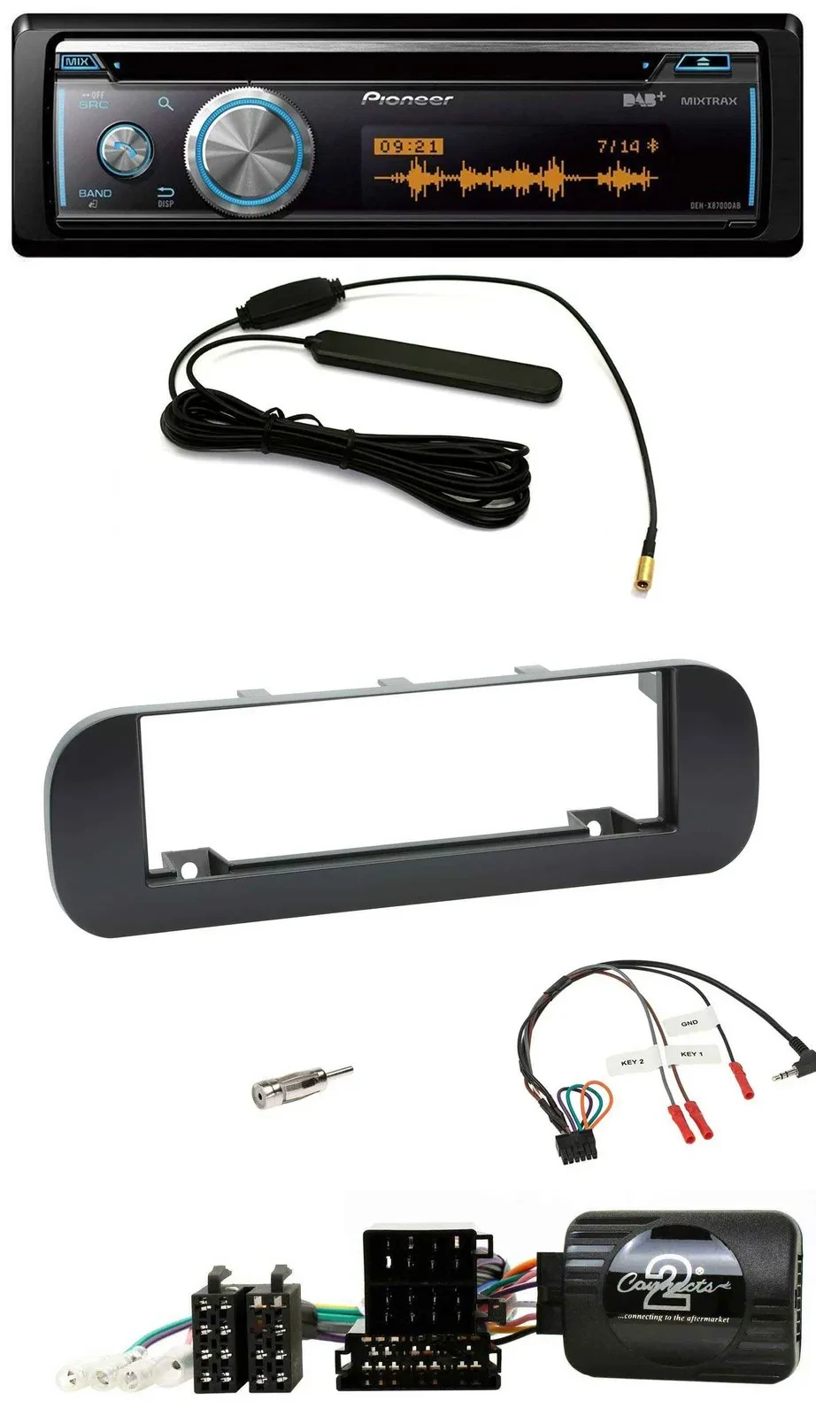 Pioneer CD USB Bluetooth DAB Lenkrad Autoradio für Fiat Panda 2012-2020 schwarz