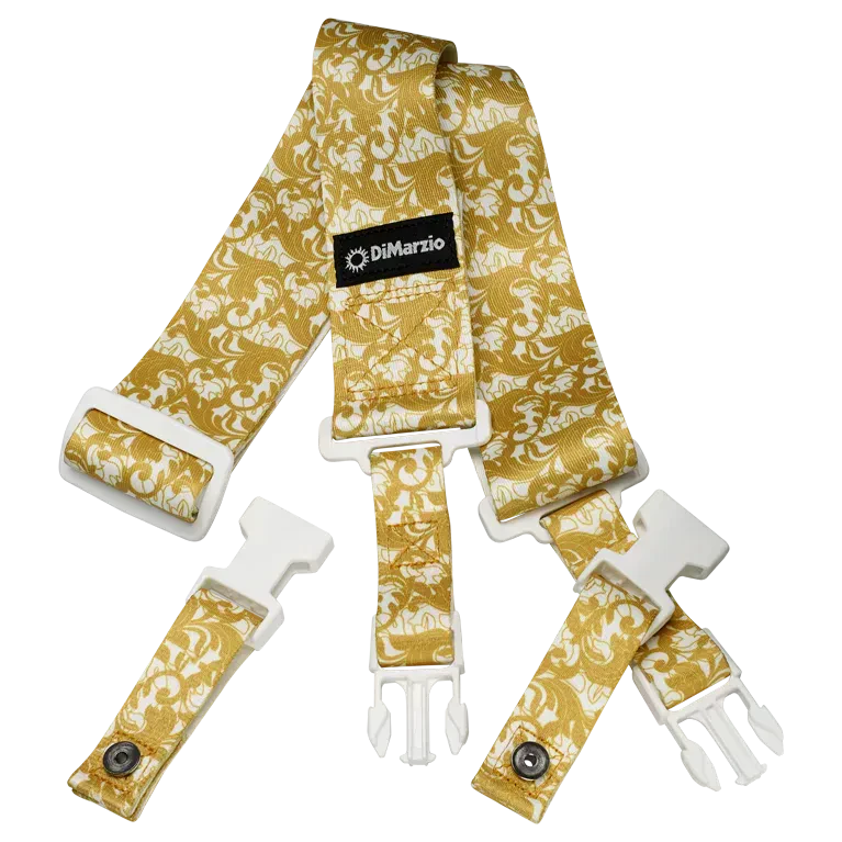 Ремень для гитары DiMarzio DD2251 Steve Vai ClipLock UtoPIA White & Gold