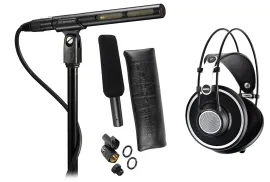 AKG K702 K 702 Studio/Audiophile Headphones+Audio Technica Condenser Microphone