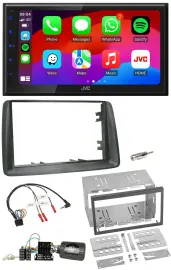 JVC Bluetooth 2DIN Lenkrad DAB USB Autoradio für Fiat Panda 2007-2012 grau