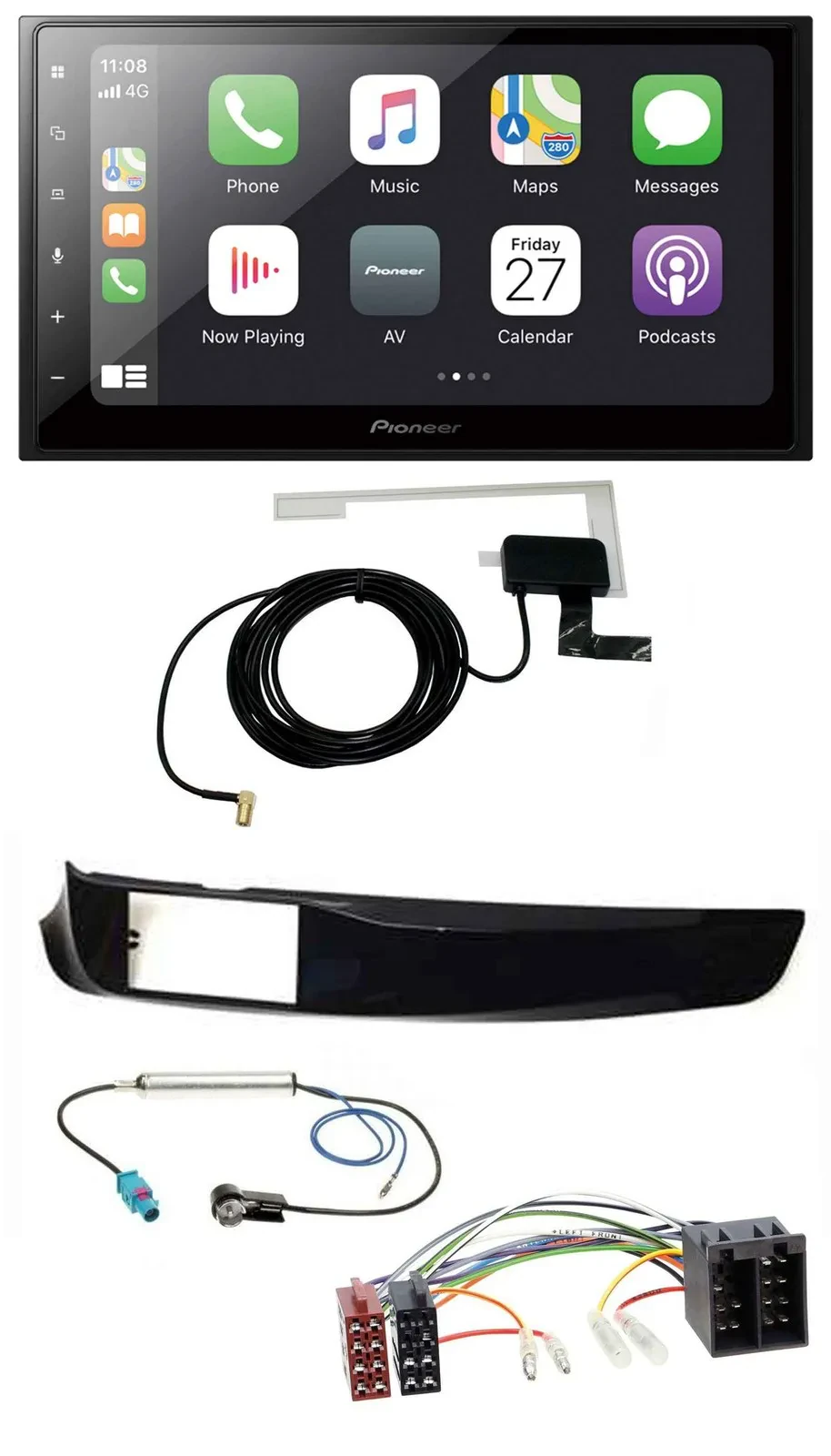 Автомагнитола Pioneer 2 DIN, USB, MP3, Bluetooth, DAB, для Alfa Romeo Giulietta, чёрный глянцевый