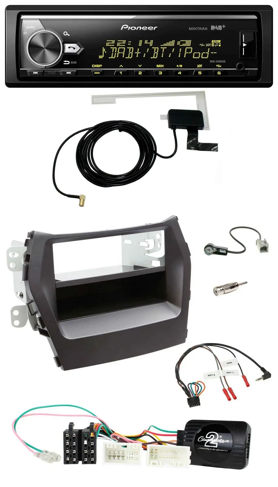 Автомагнитола для Hyundai Santa Fe Pioneer Bluetooth DAB USB черная