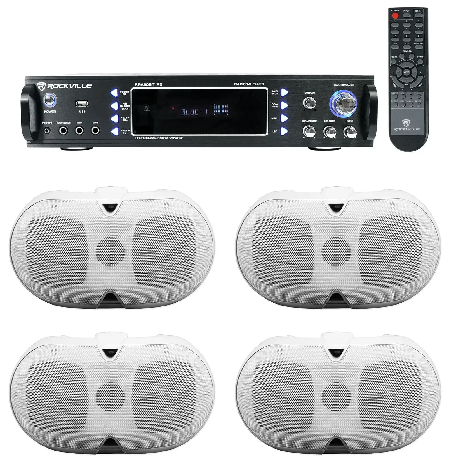 Настенная акустика Rockville D4-8 White с усилителем (4 штуки)