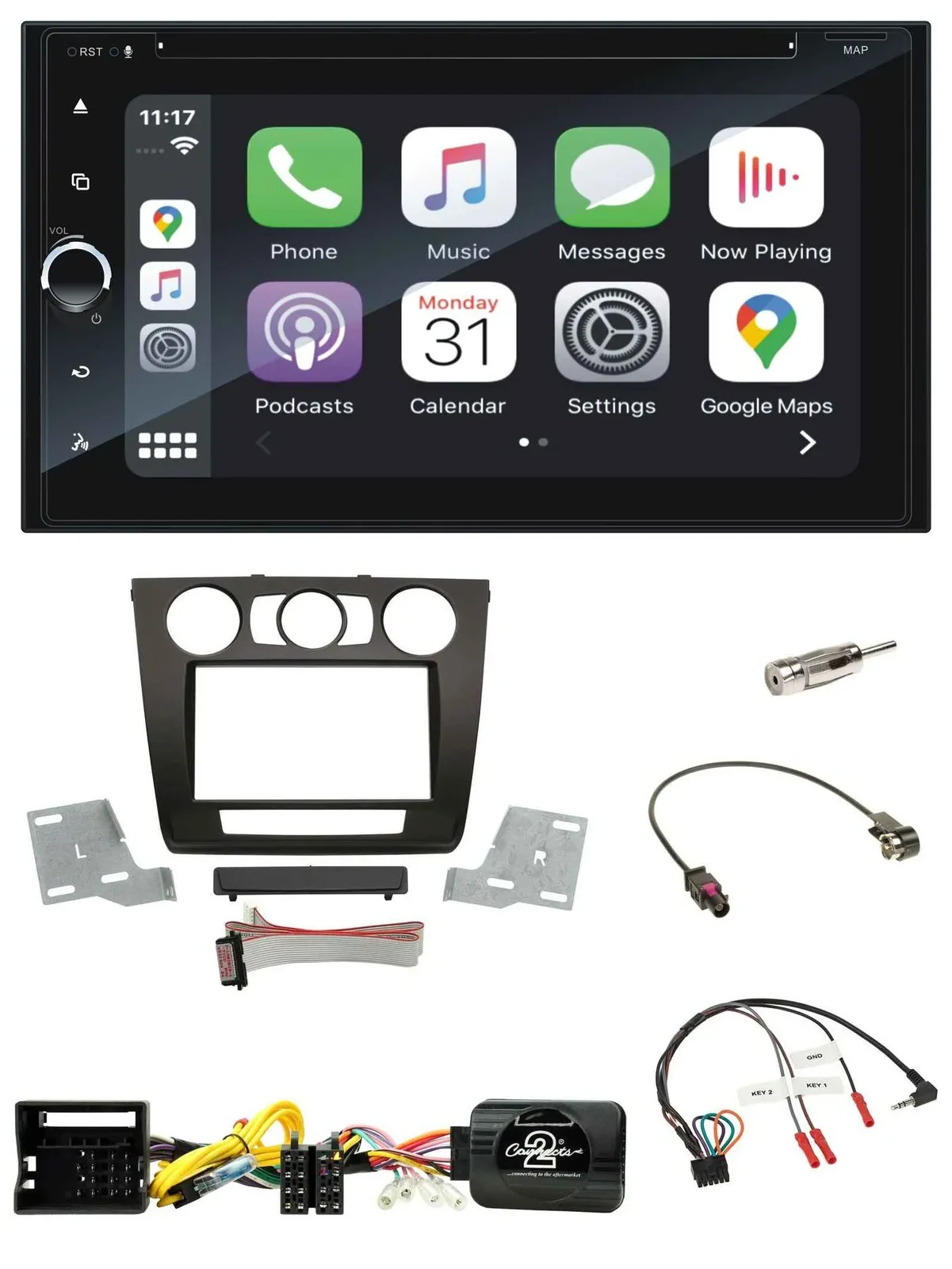 Blaupunkt 2DIN Bluetooth DAB USB DVD Lenkrad Autoradio für BMW 1er man. Klima E8